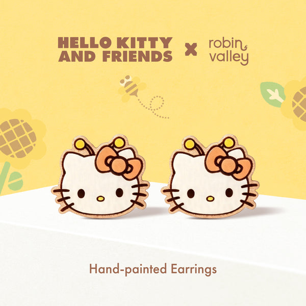 Officially Licensed Hello Kitty Bee Face Stud Earrings