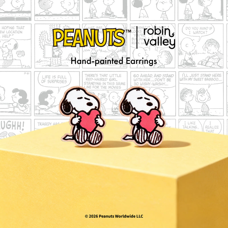 Officially Licensed Peanuts Snoopy with Heart Stud Earrings