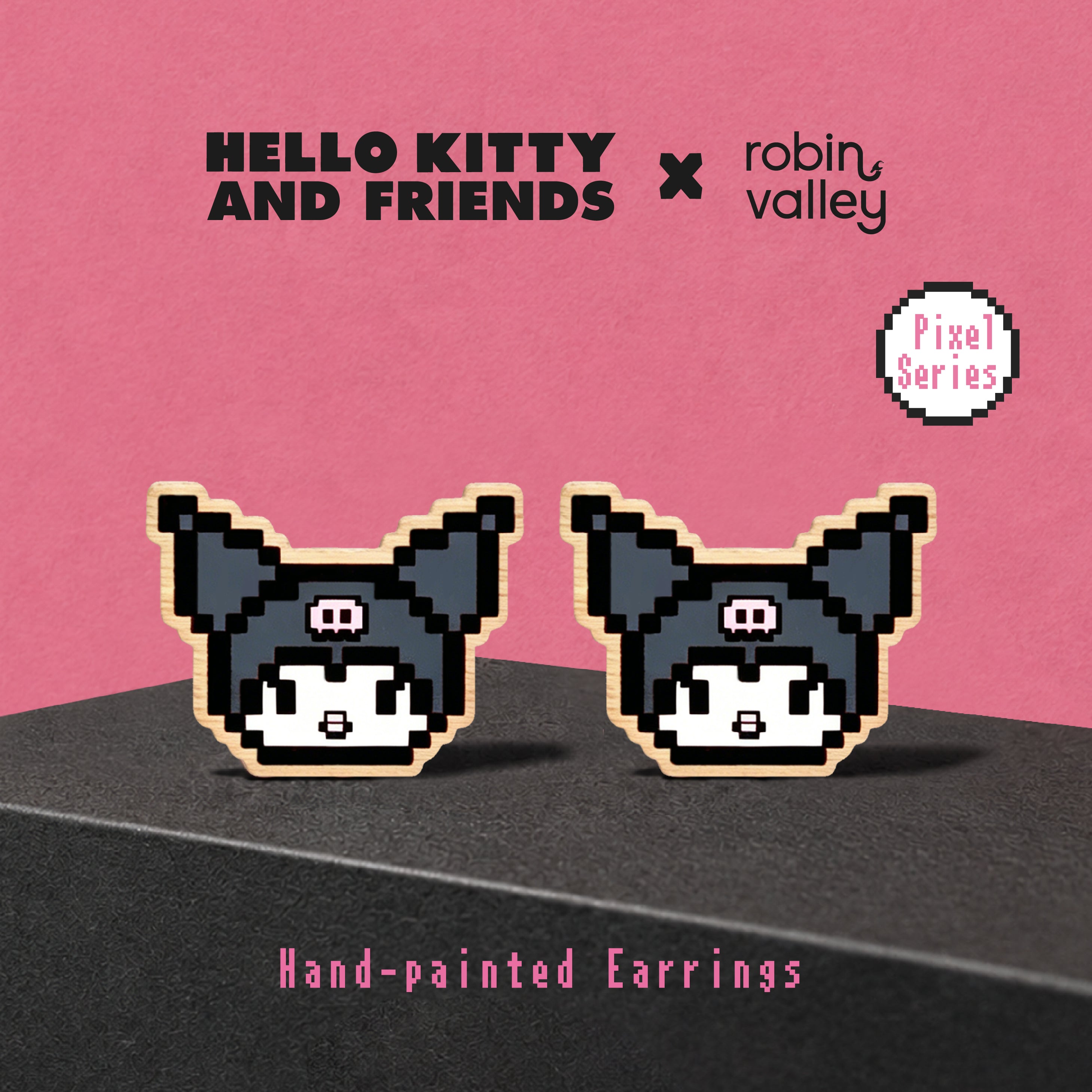 Pixel Kuromi Stud Earrings