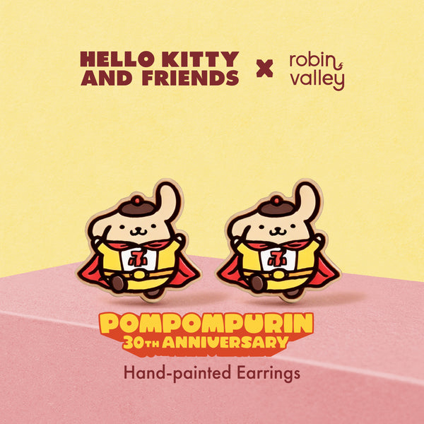 Officially Licensed PomPomHero Pompompurin Stud Earrings – 30th Anniversary Edition