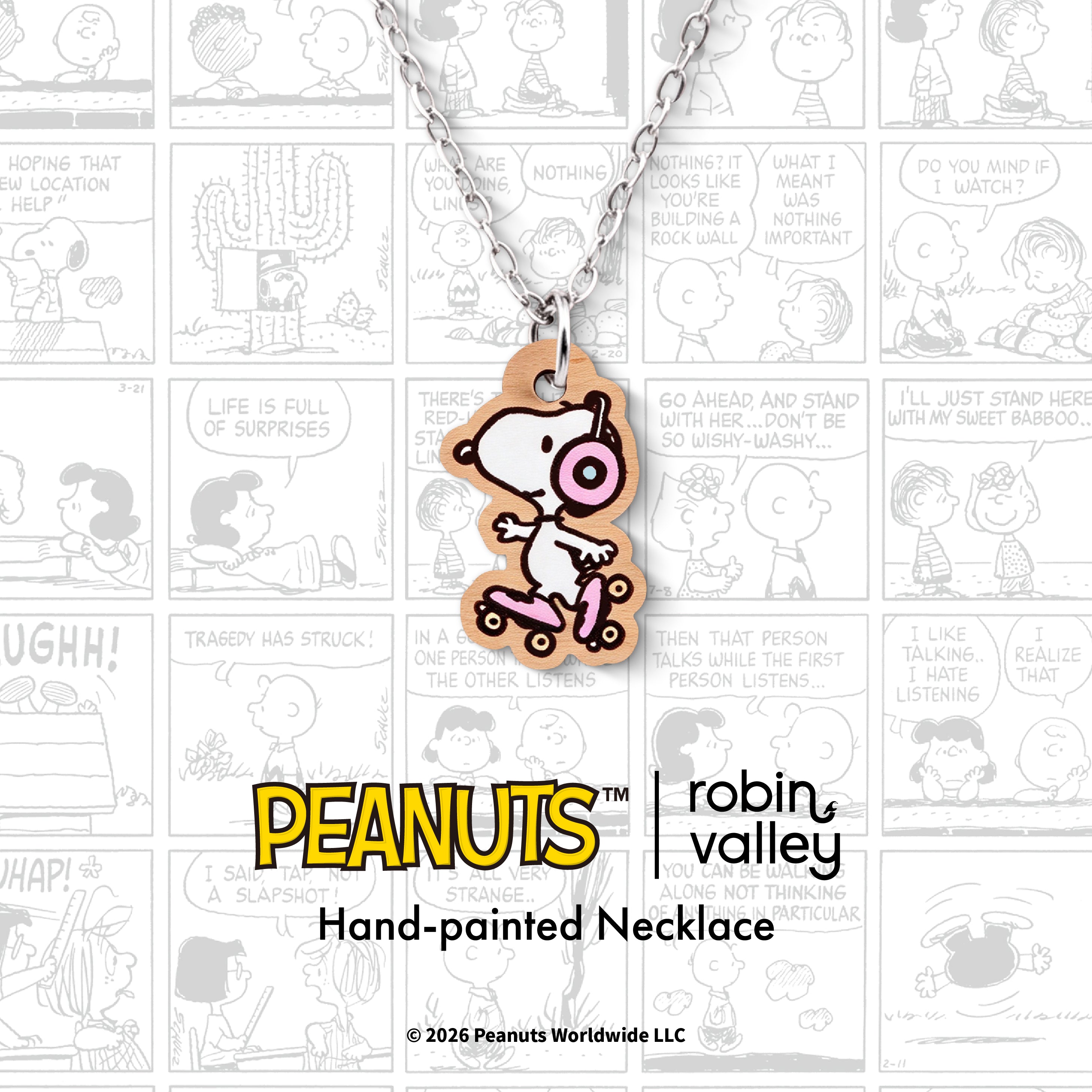 Officially Licensed Peanuts Roller Skating Snoopy Necklace