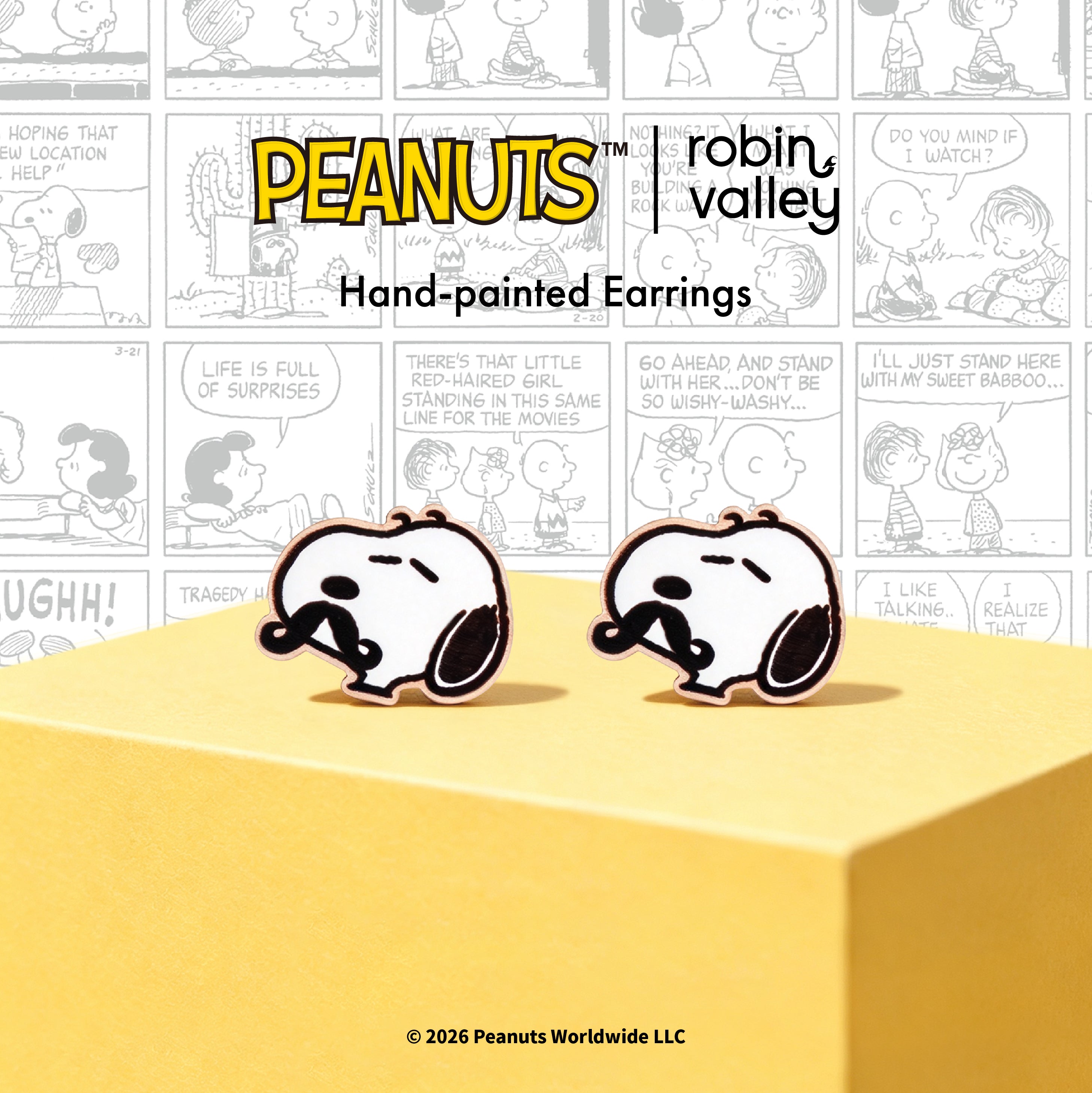 Officially Licensed Peanuts Snoopy with Moustache Stud Earrings