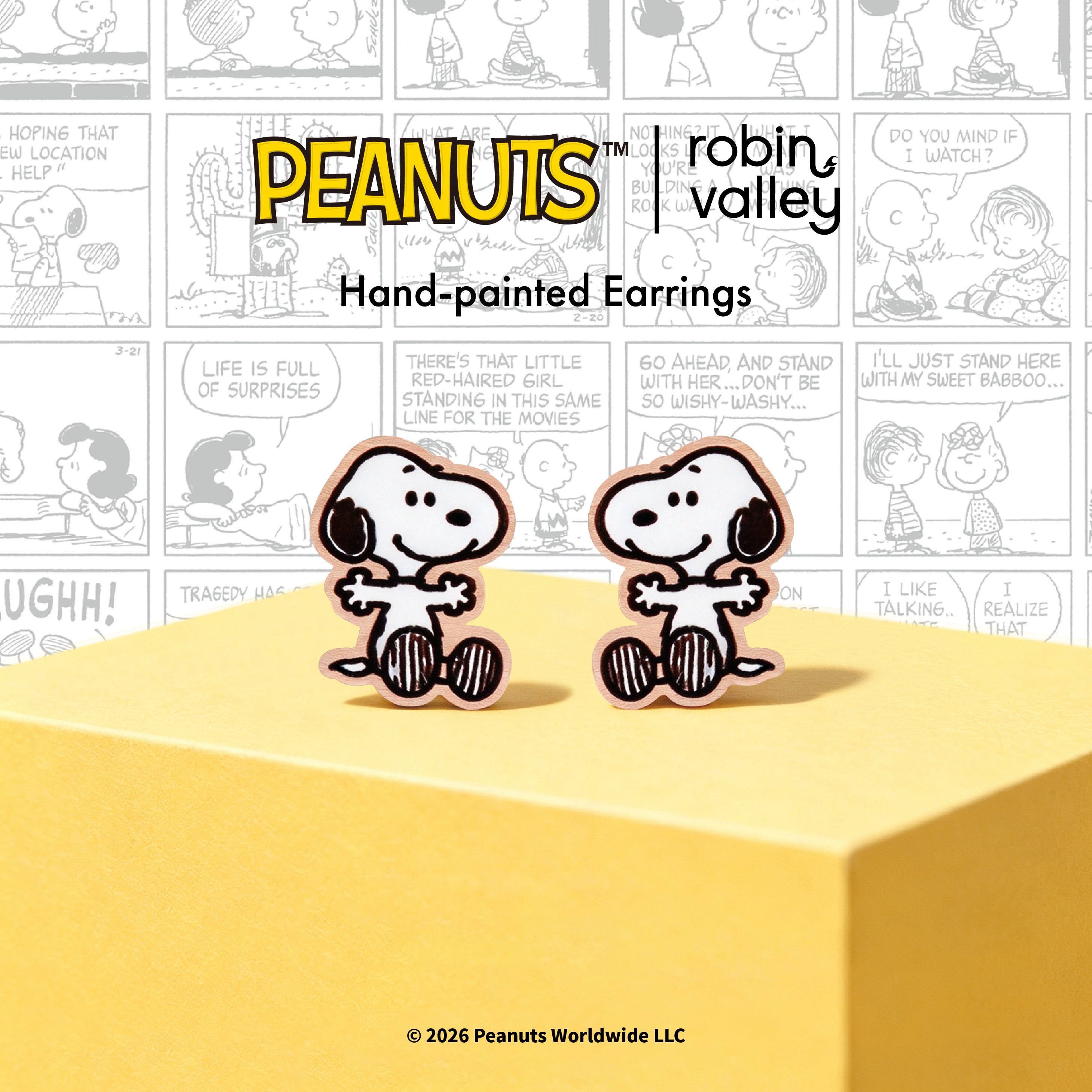 Officially Licensed Peanuts Snoopy Open Arms Stud Earrings