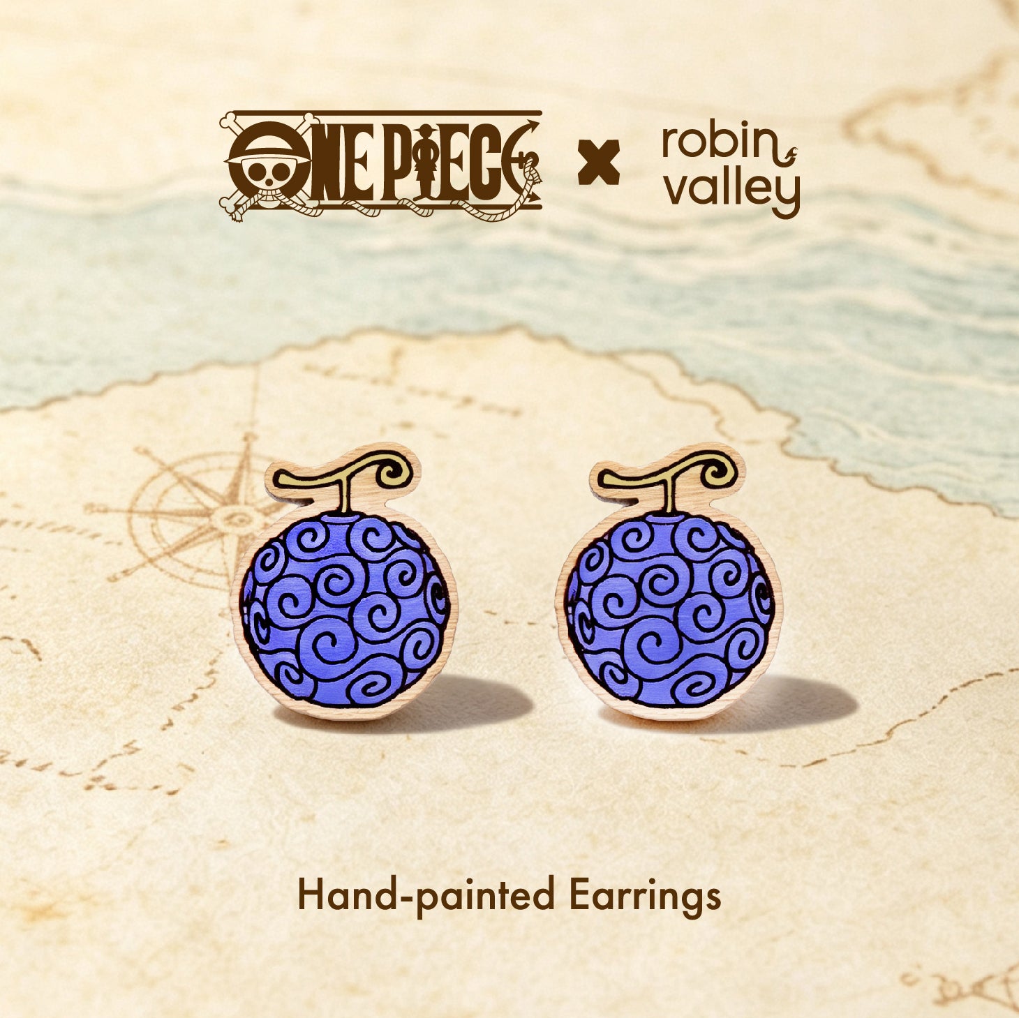 Officially Licensed One Piece Gomu Gomu no Mi Devil Fruit Stud Earrings – Wave 1: Fish-Man Island