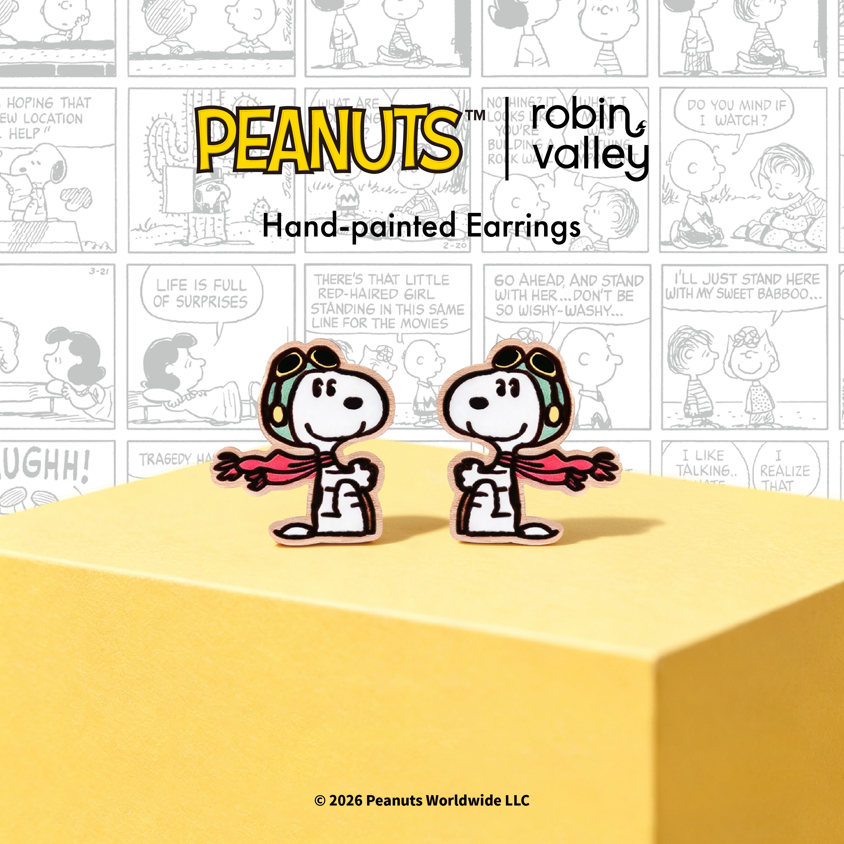Officially Licensed Peanuts Flying Ace Snoopy Stud Earrings