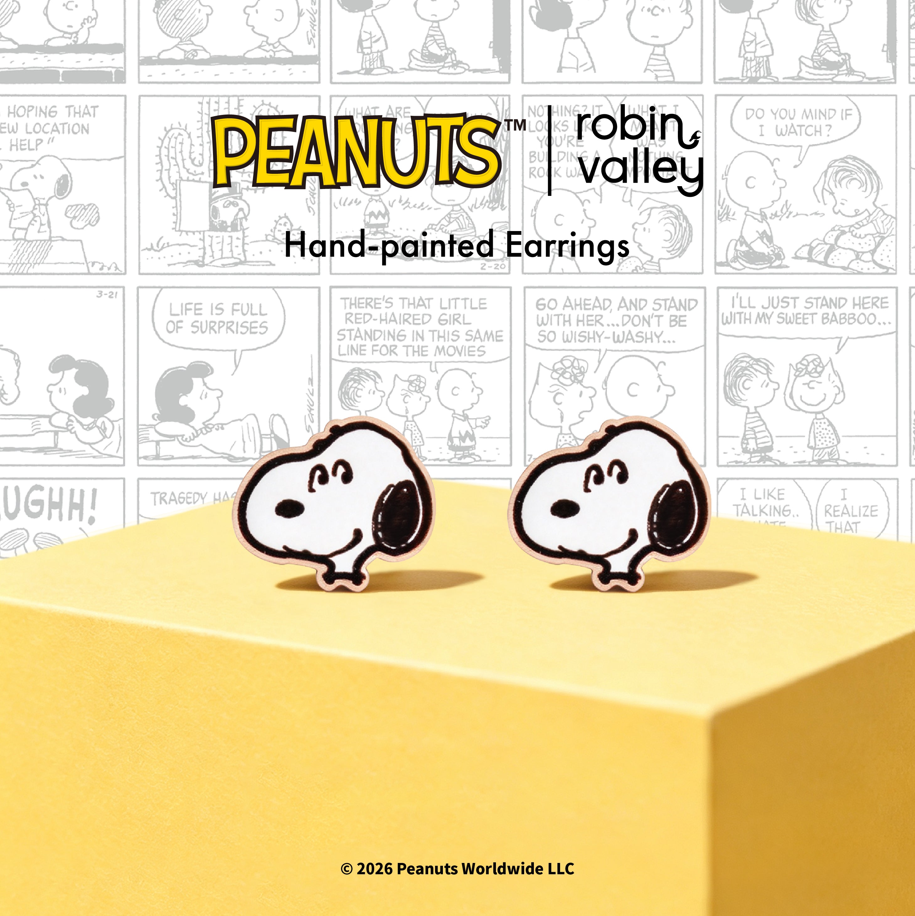 Officially Licensed Peanuts Happy Snoopy Stud Earrings