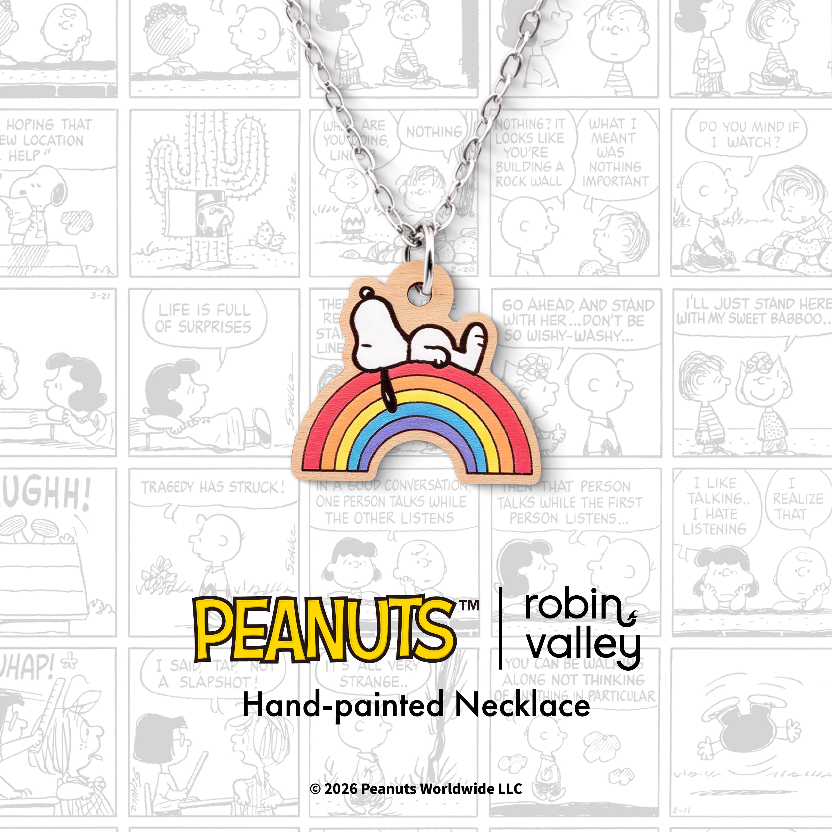 Officially Licensed Peanuts Snoopy on a Rainbow Necklace