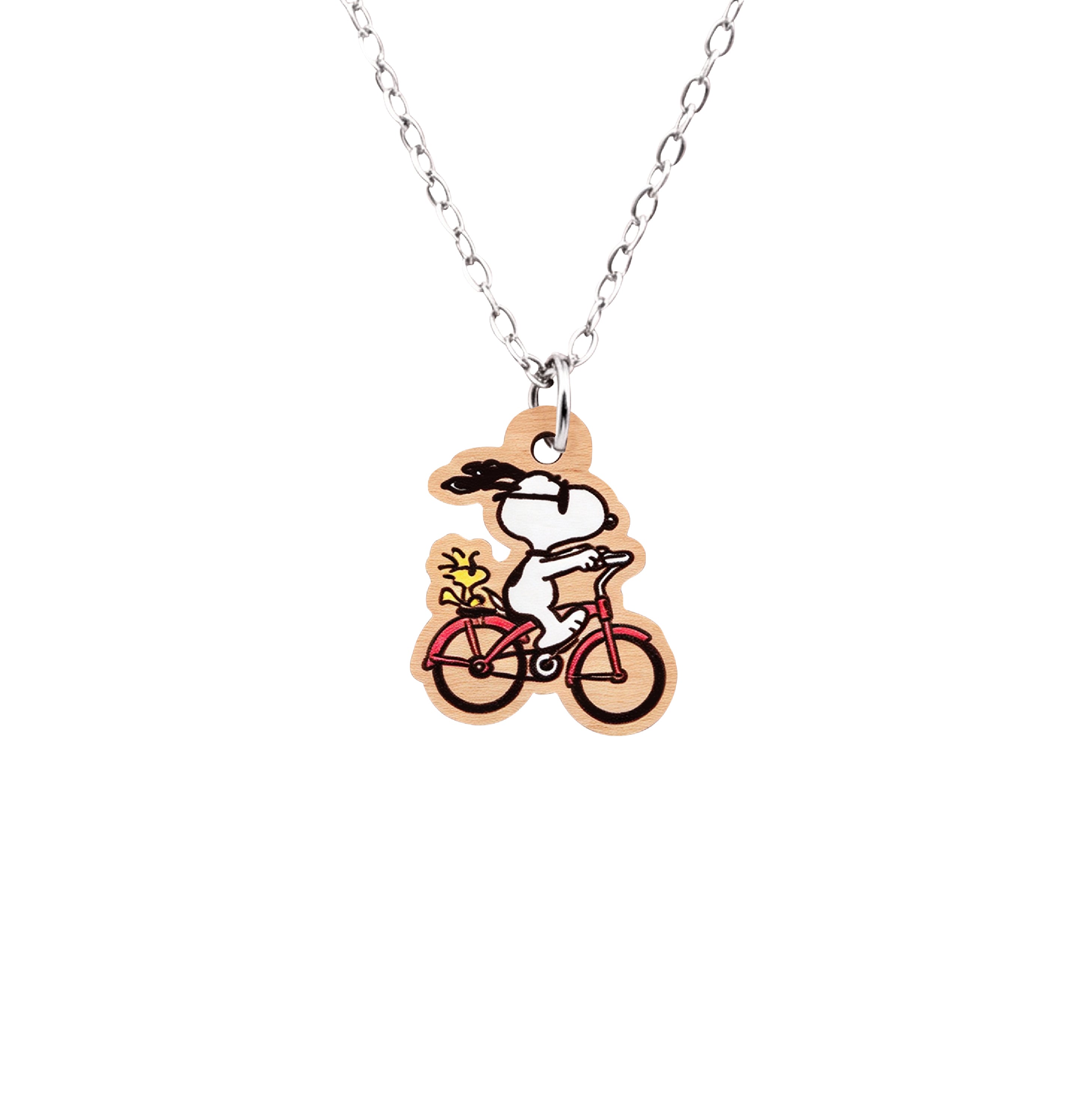 Officially Licensed Peanuts Snoopy and Woodstock Bicycle Necklace