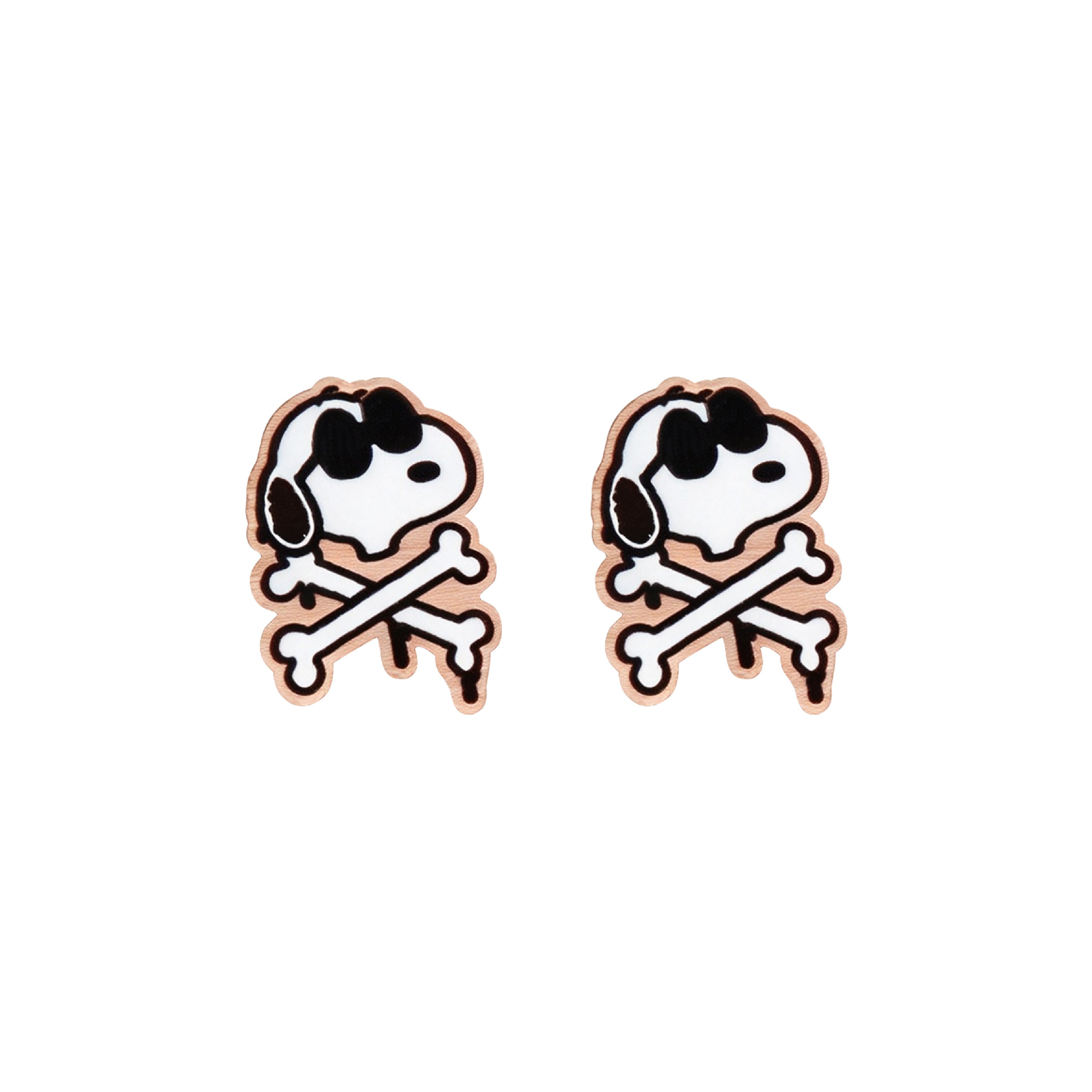 Officially Licensed Peanuts Joe Cool Snoopy Crossbones Stud Earrings