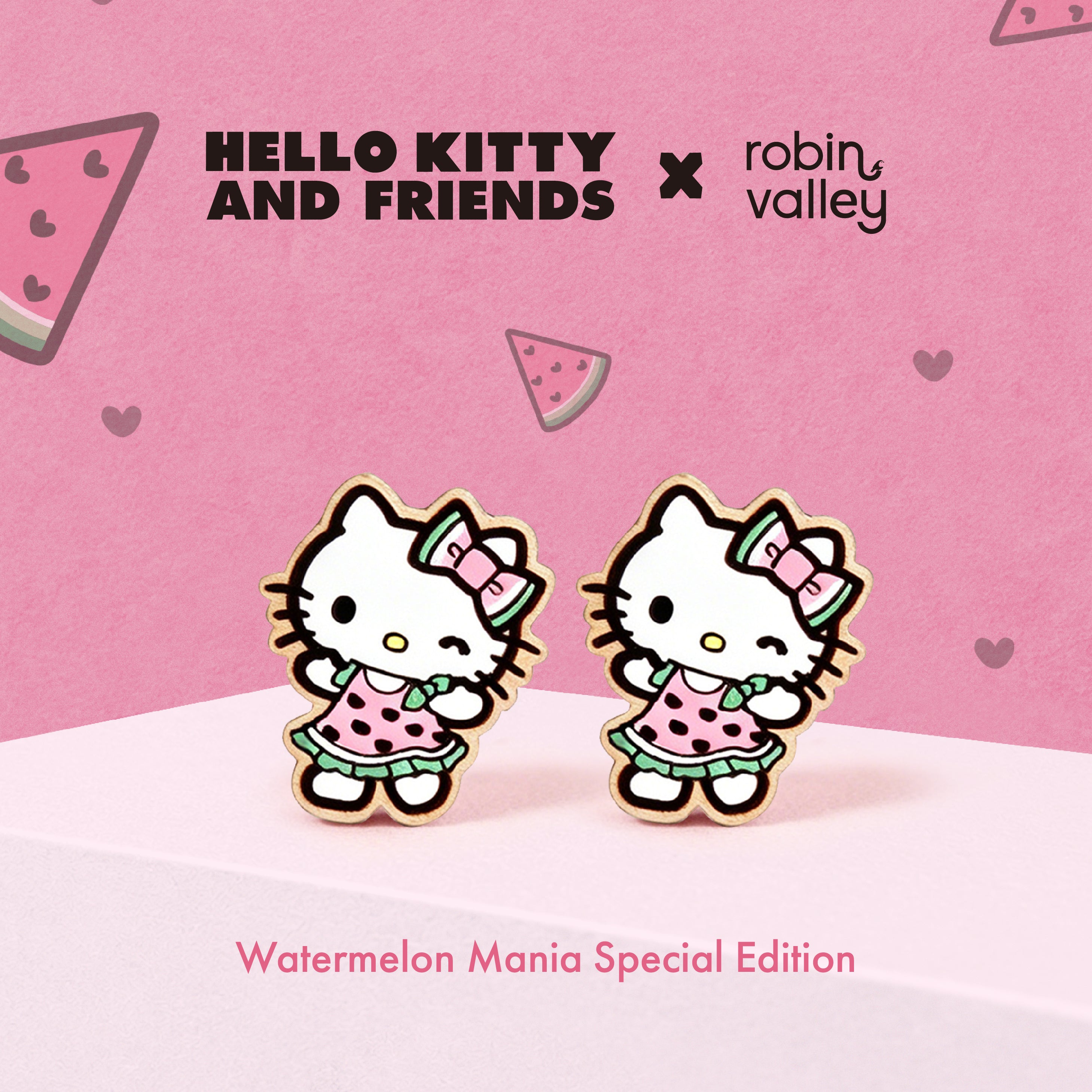 Officially Licensed Watermelon Hello Kitty Stud Earrings