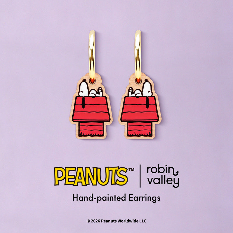 Officially Licensed Peanuts Snoopy on Doghouse Hoop Earrings