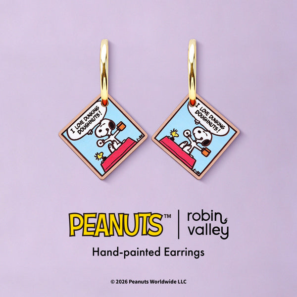 Officially Licensed Peanuts Snoopy Doughnut Lover Hoop Earrings