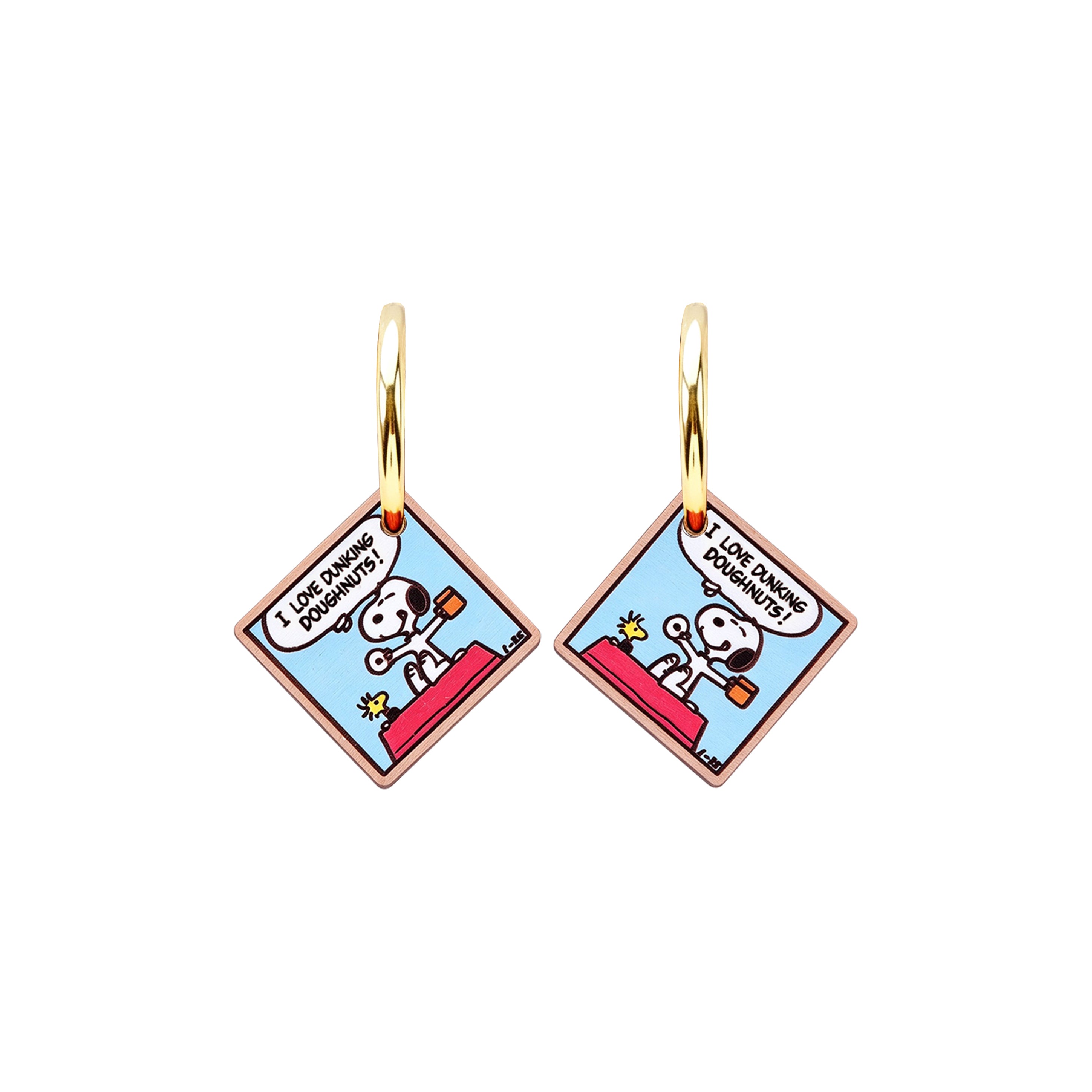 Officially Licensed Peanuts Snoopy Doughnut Lover Hoop Earrings
