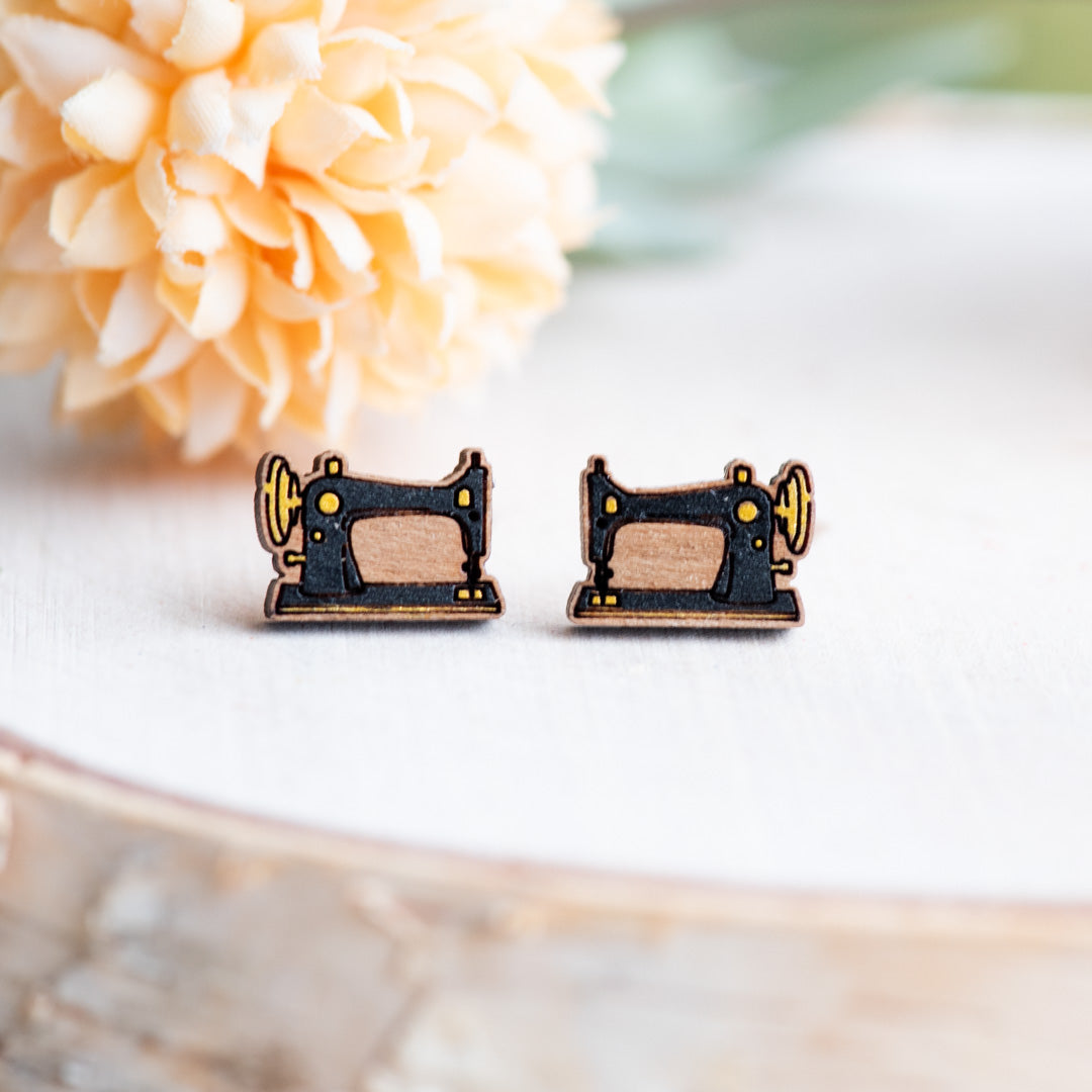 Vintage Sewing Machine Stud Earrings