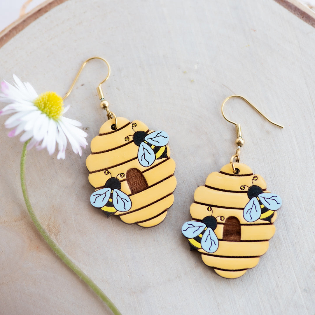 Bee Hive Hook Earrings