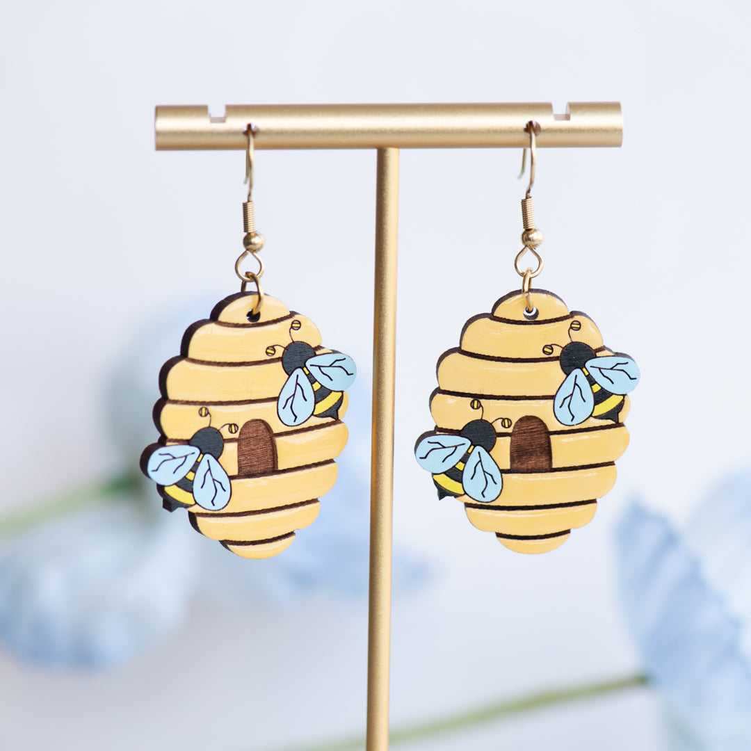 Bee Hive Hook Earrings