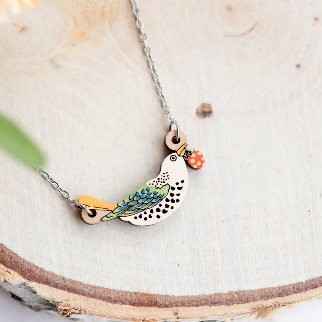 Strawberry Thief Bird Necklace - inspired by William Morris