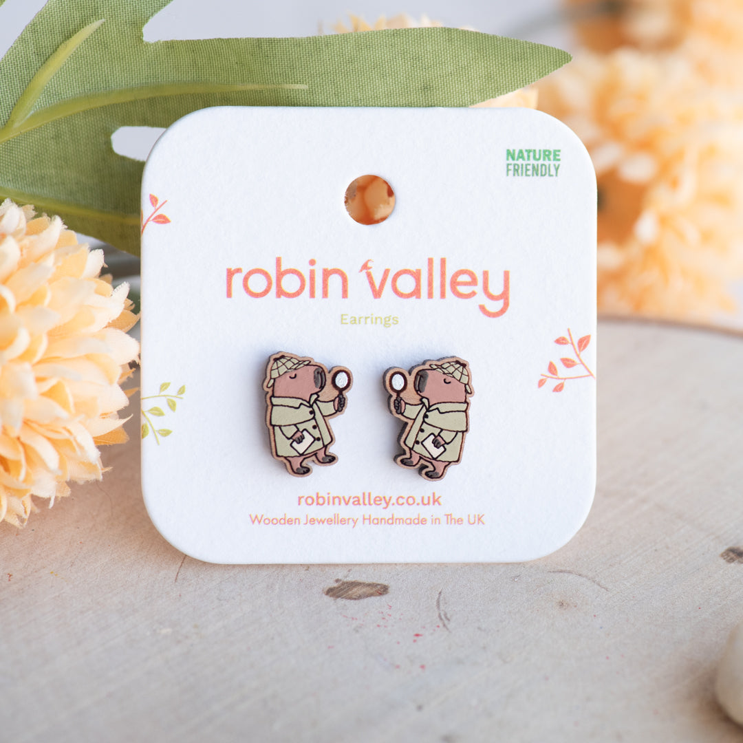 Cara - Detective Capybara Stud Earrings
