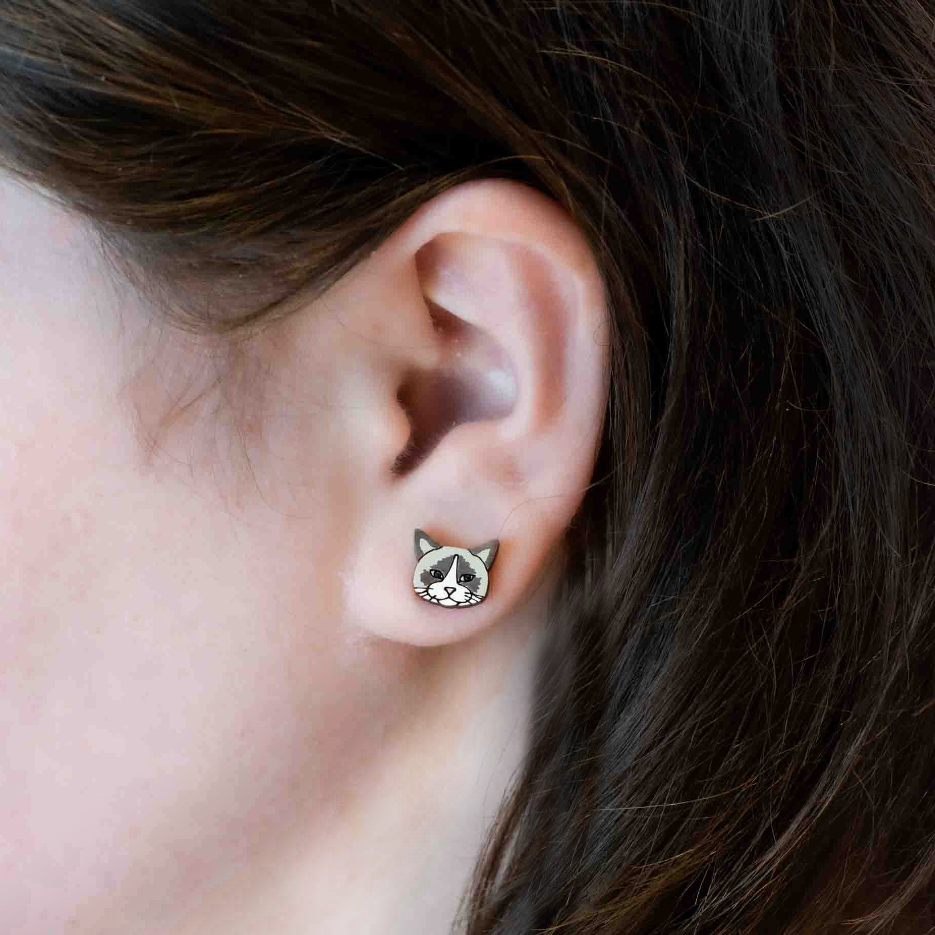 Hand-painted Ragdoll Earrings -PEL10064