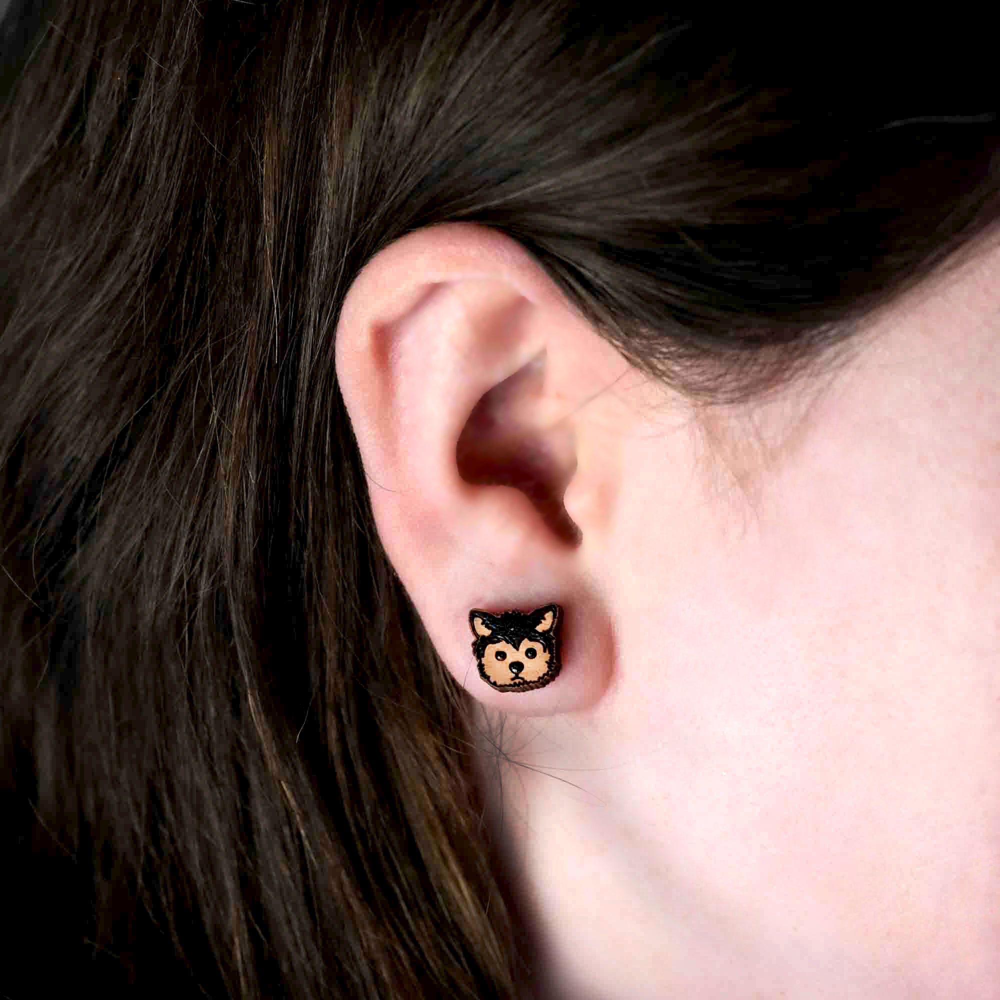 Boucles d'oreilles Yorkshire Terrier peintes à la main - PEL10308