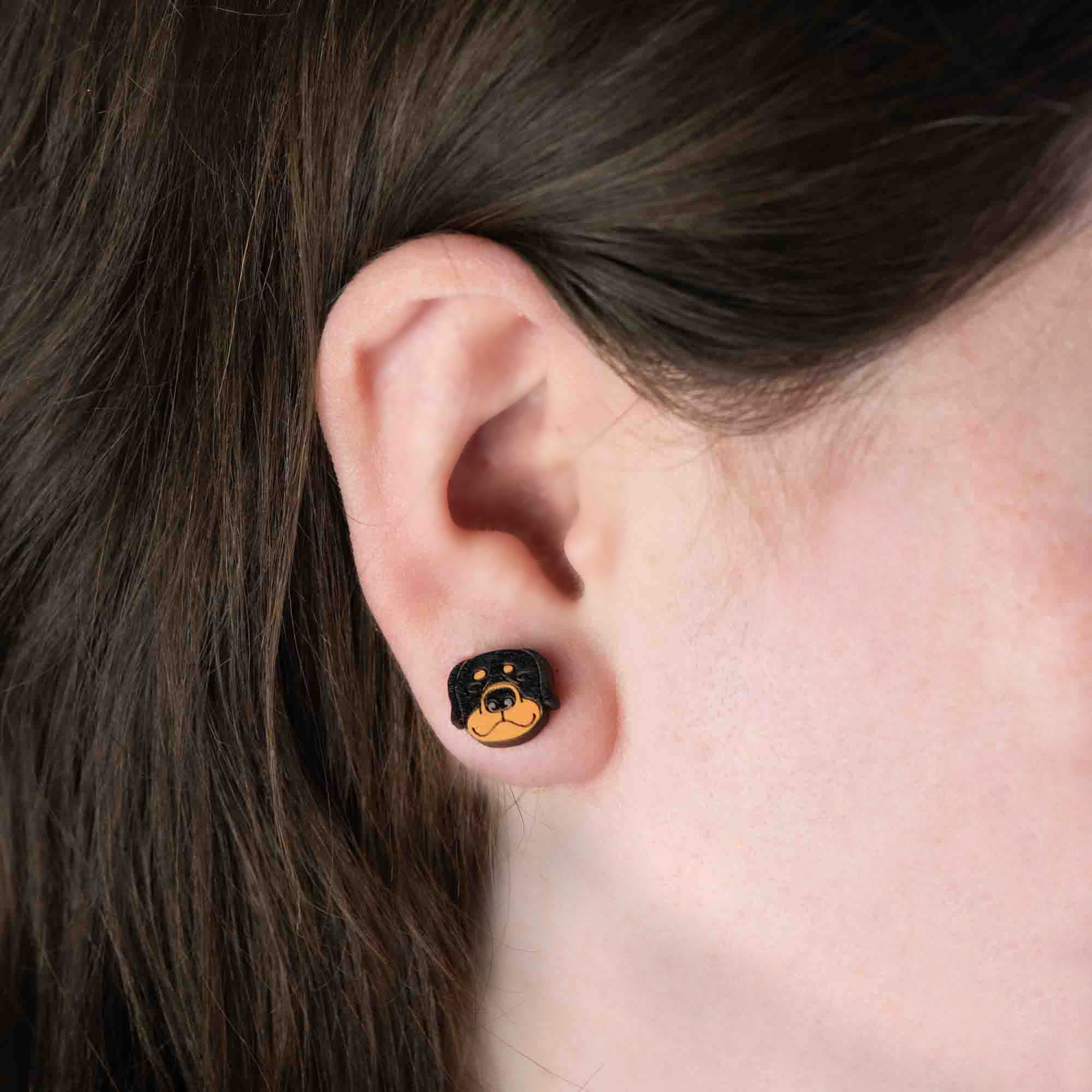 Hand-painted Rottweiler Earrings - PEL10300
