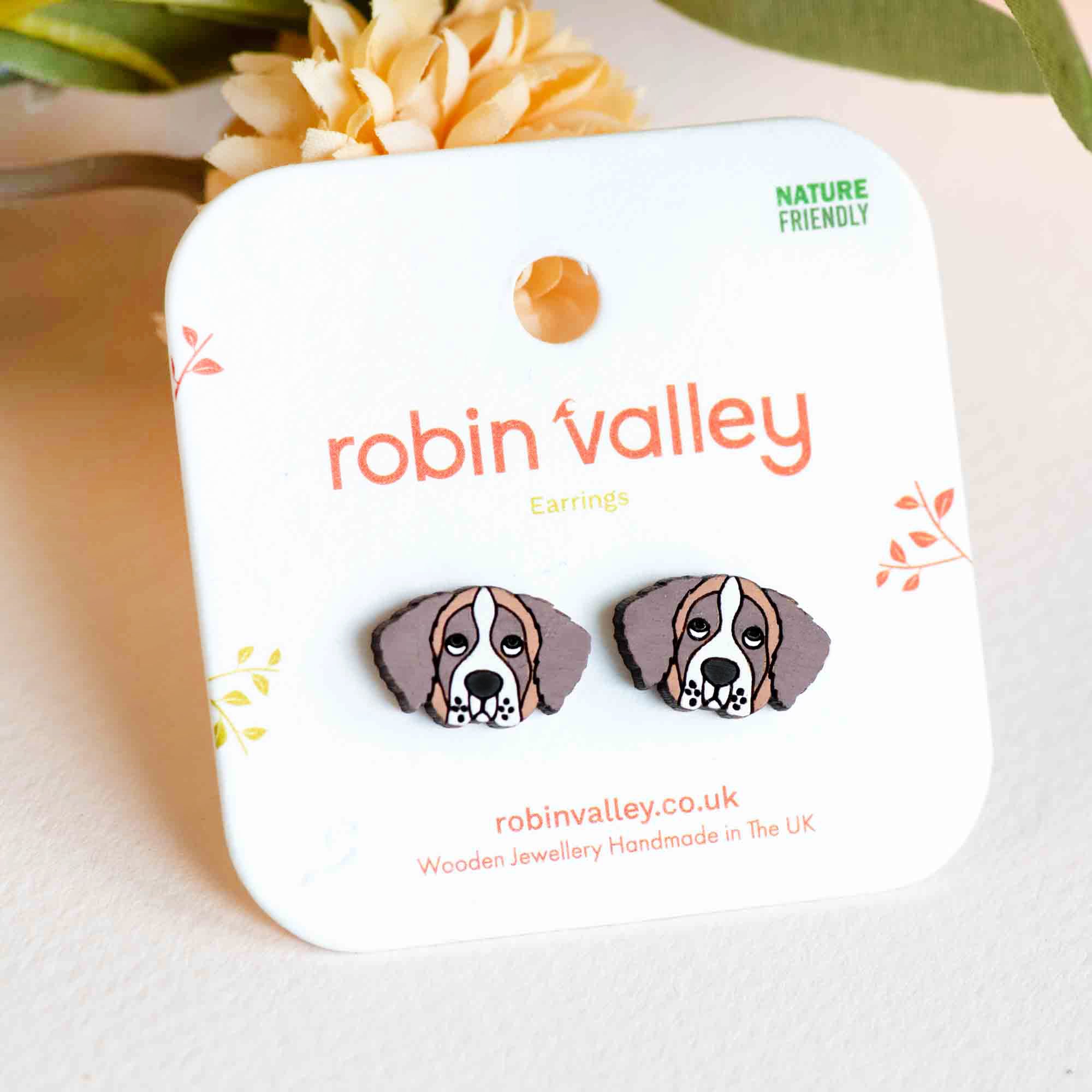 Hand-painted St.Bernard Dog Earrings - PEL10302