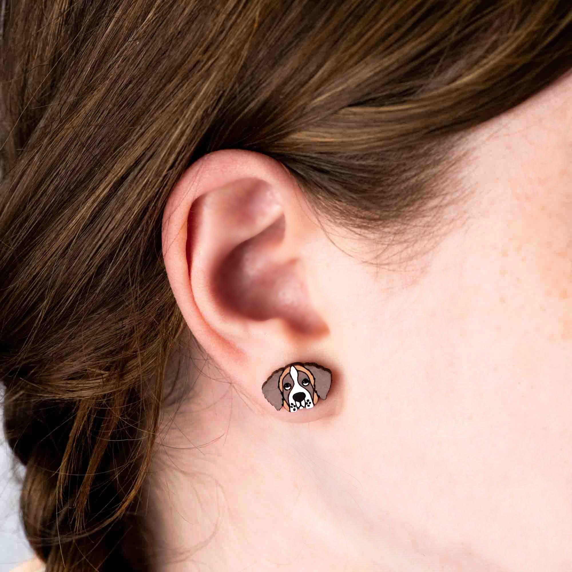 Hand-painted St.Bernard Dog Earrings - PEL10302