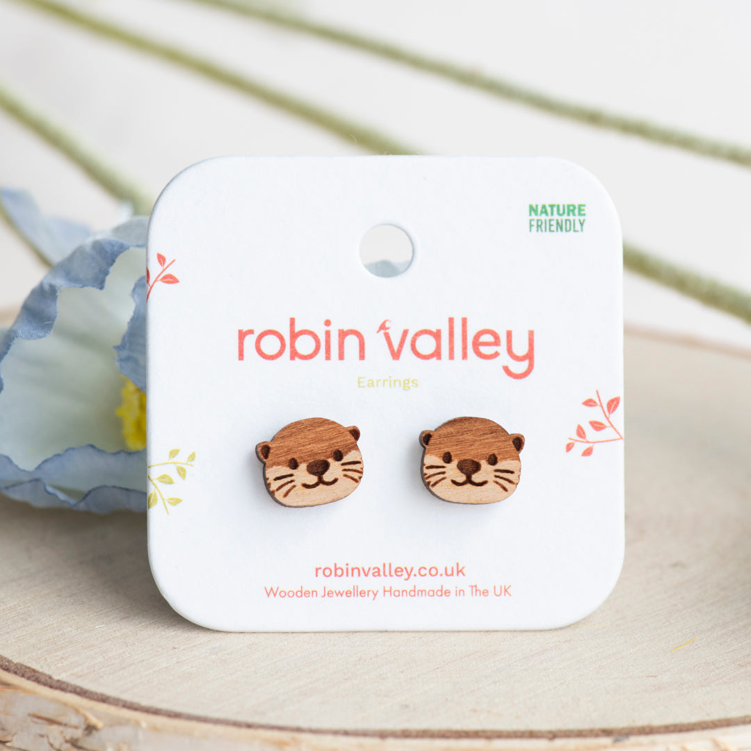 Cute Otter Face Stud Earrings