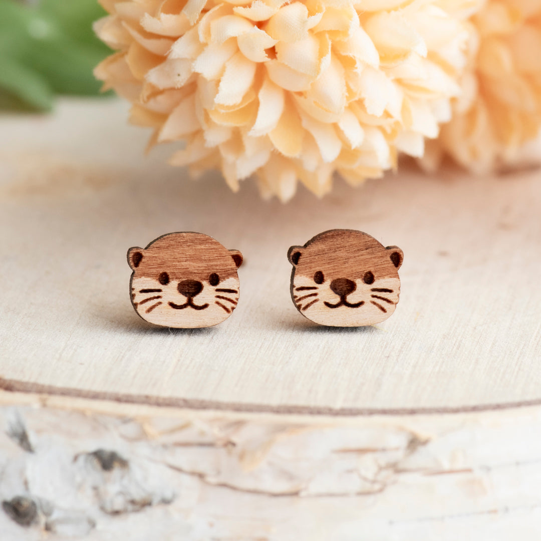 Cute Otter Face Stud Earrings