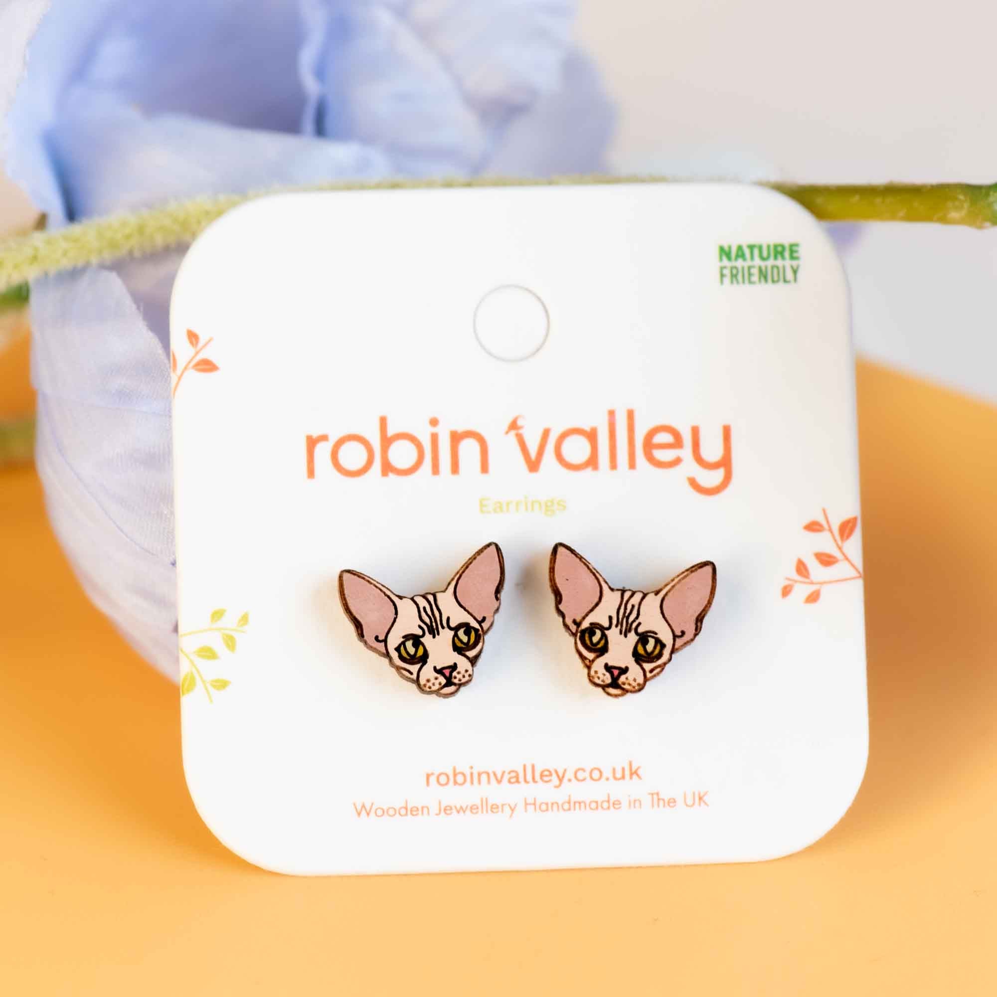 Hand-painted Sphynx Cat Earrings - PEL10330