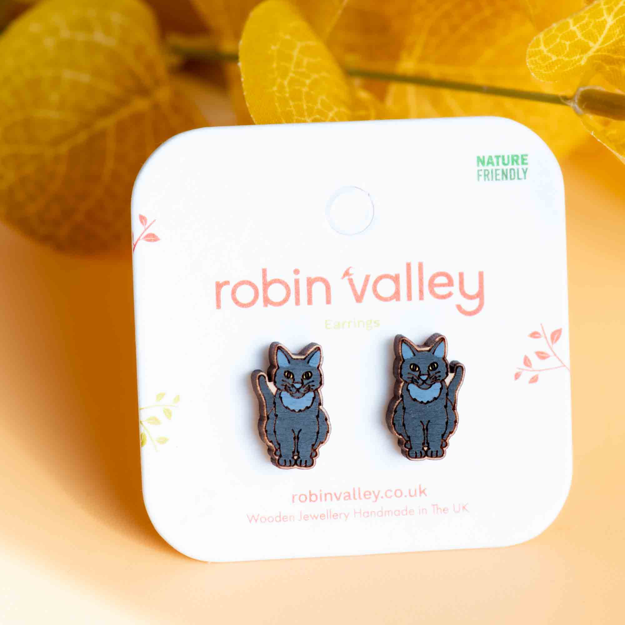 Sitting Black Cat Earrings