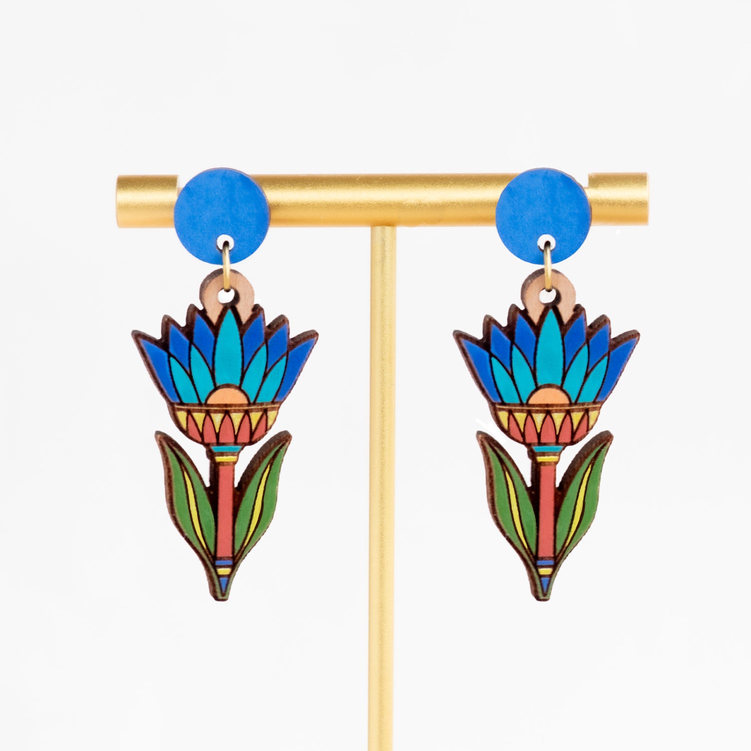 Egyptian Blue Lotus Drop Earrings
