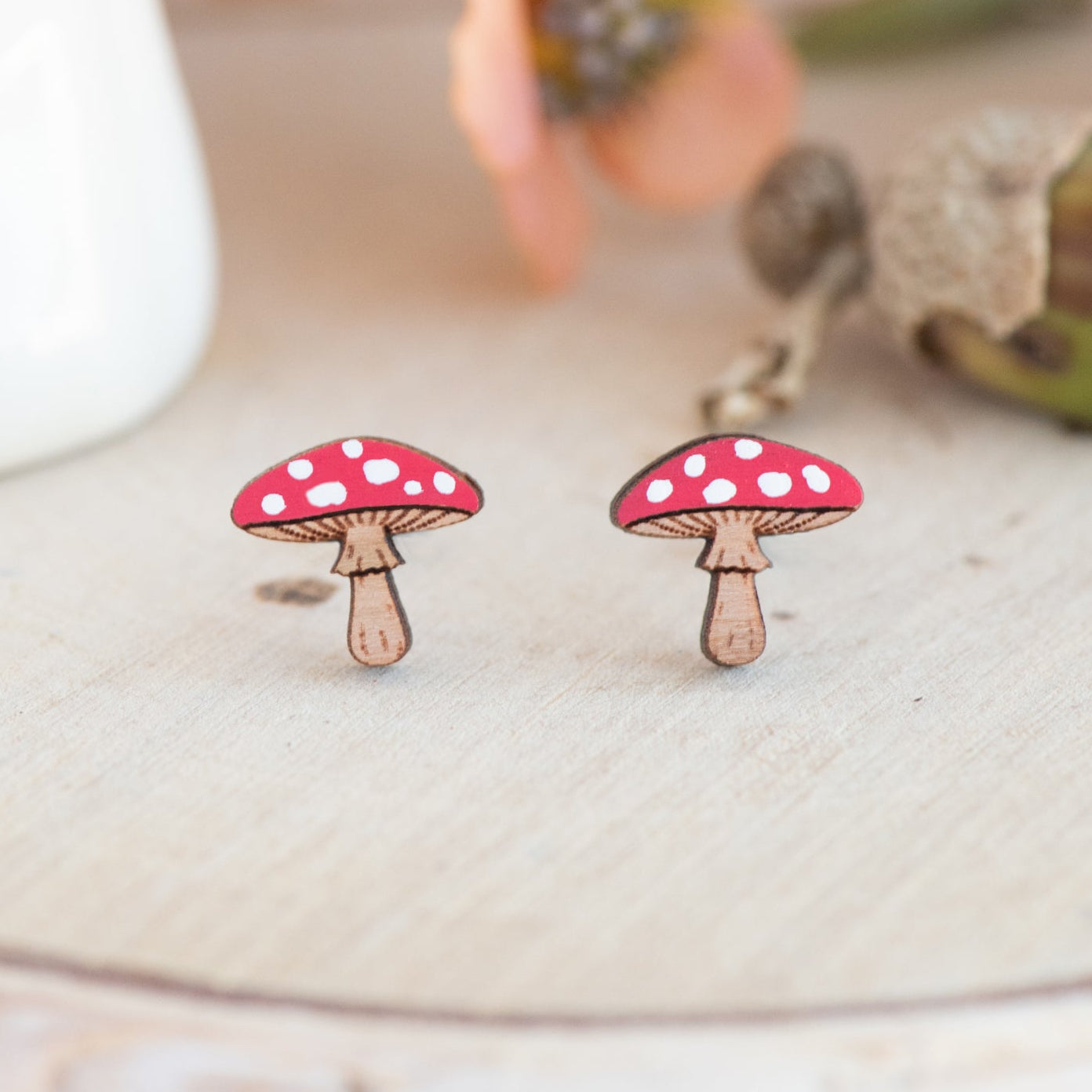 Boucles d'oreilles clous champignon rouge amanite