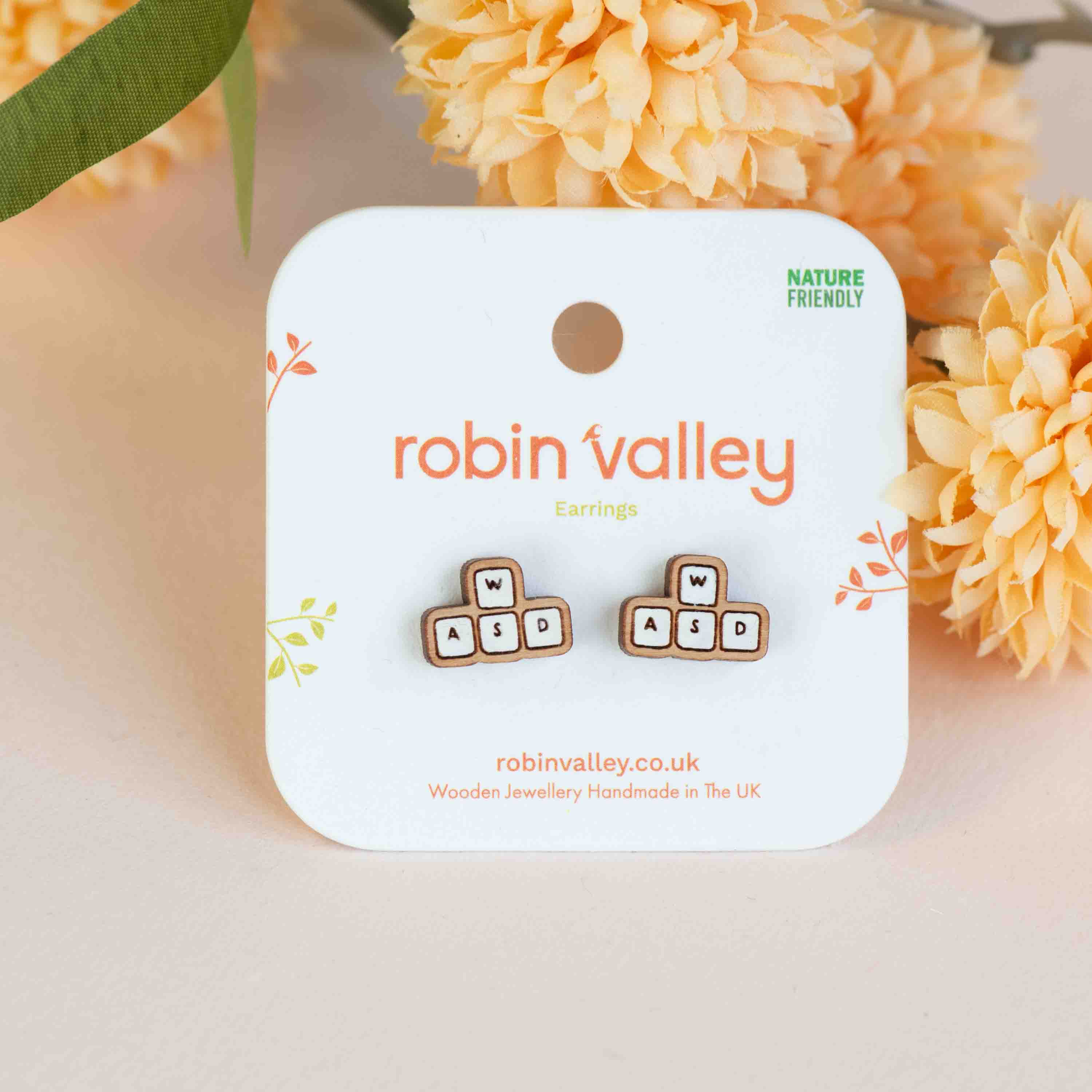 WASD Keyboard Keys Stud Earrings