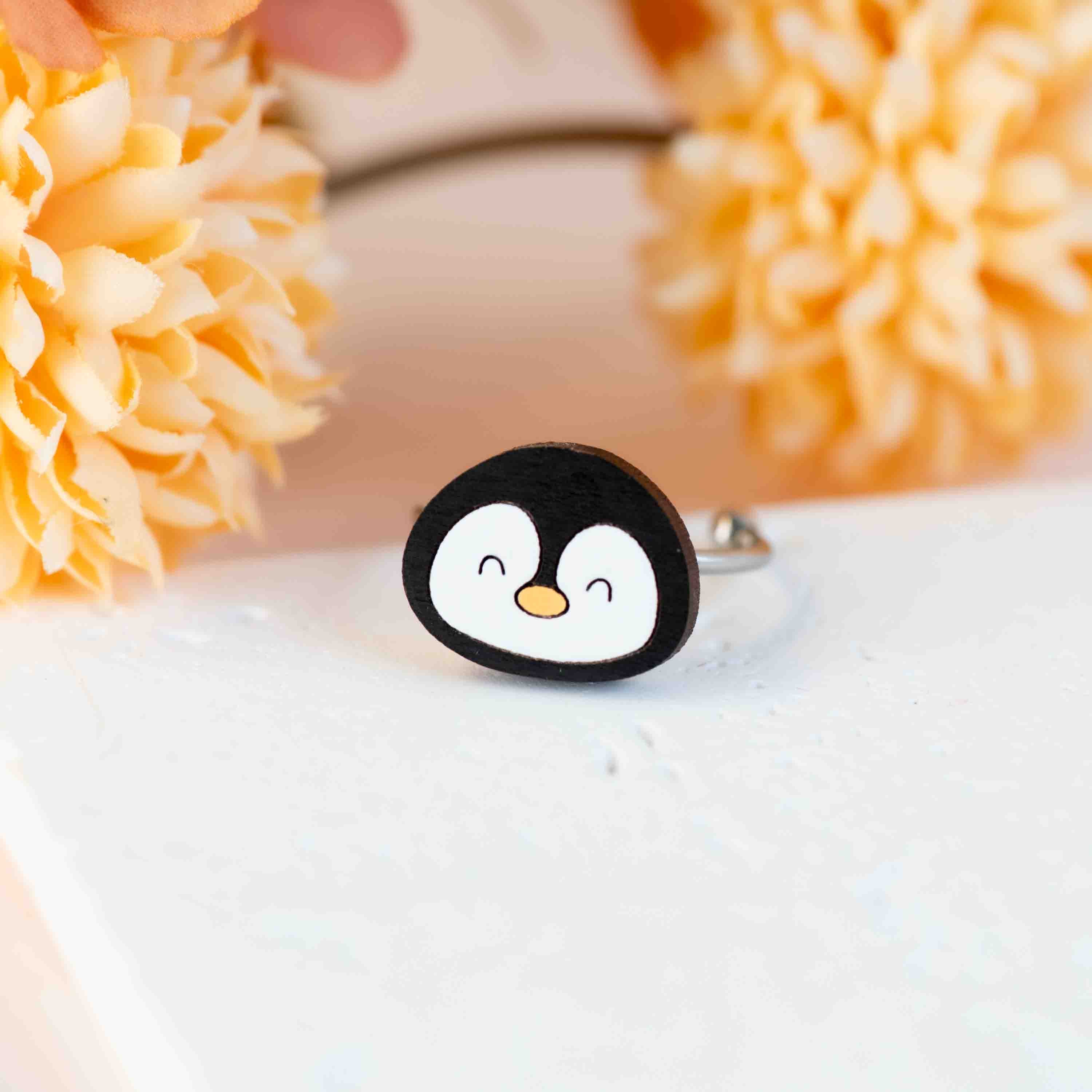 Handbemalter verstellbarer Pinguin-Ring – RB72002