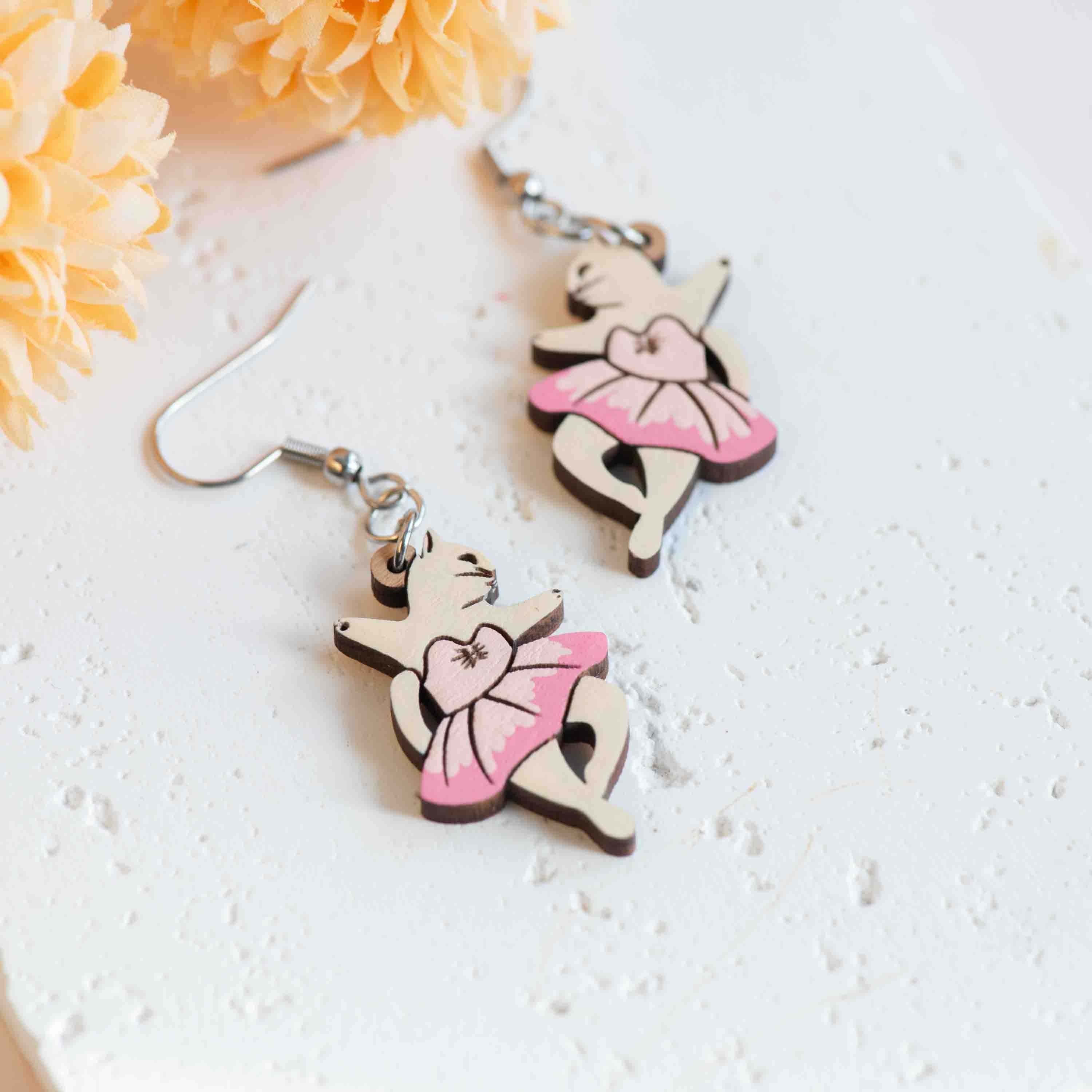 Cat Ballerina Hook Earrings