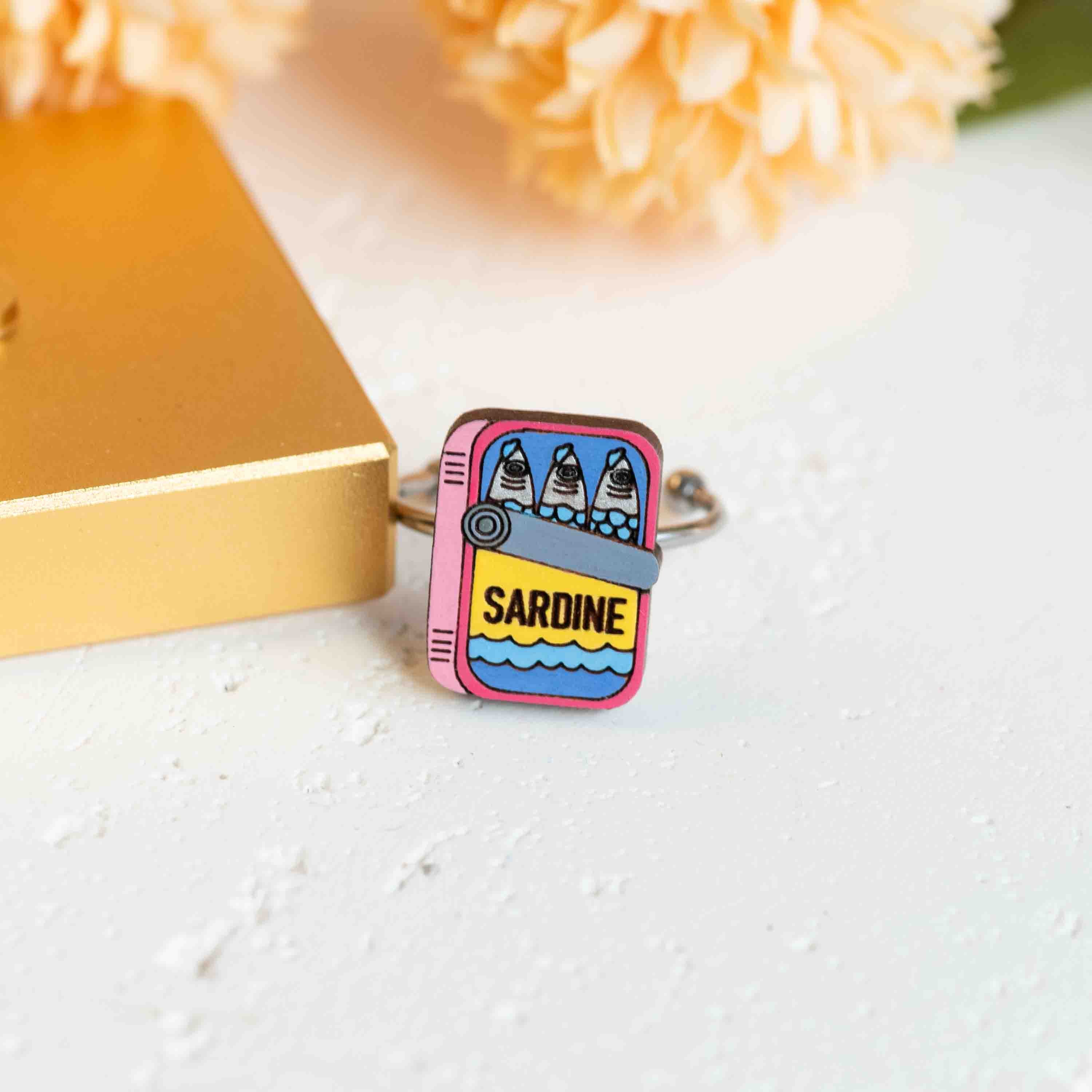 Hand-Painted Sardine Can Adjustable Ring - RT75259