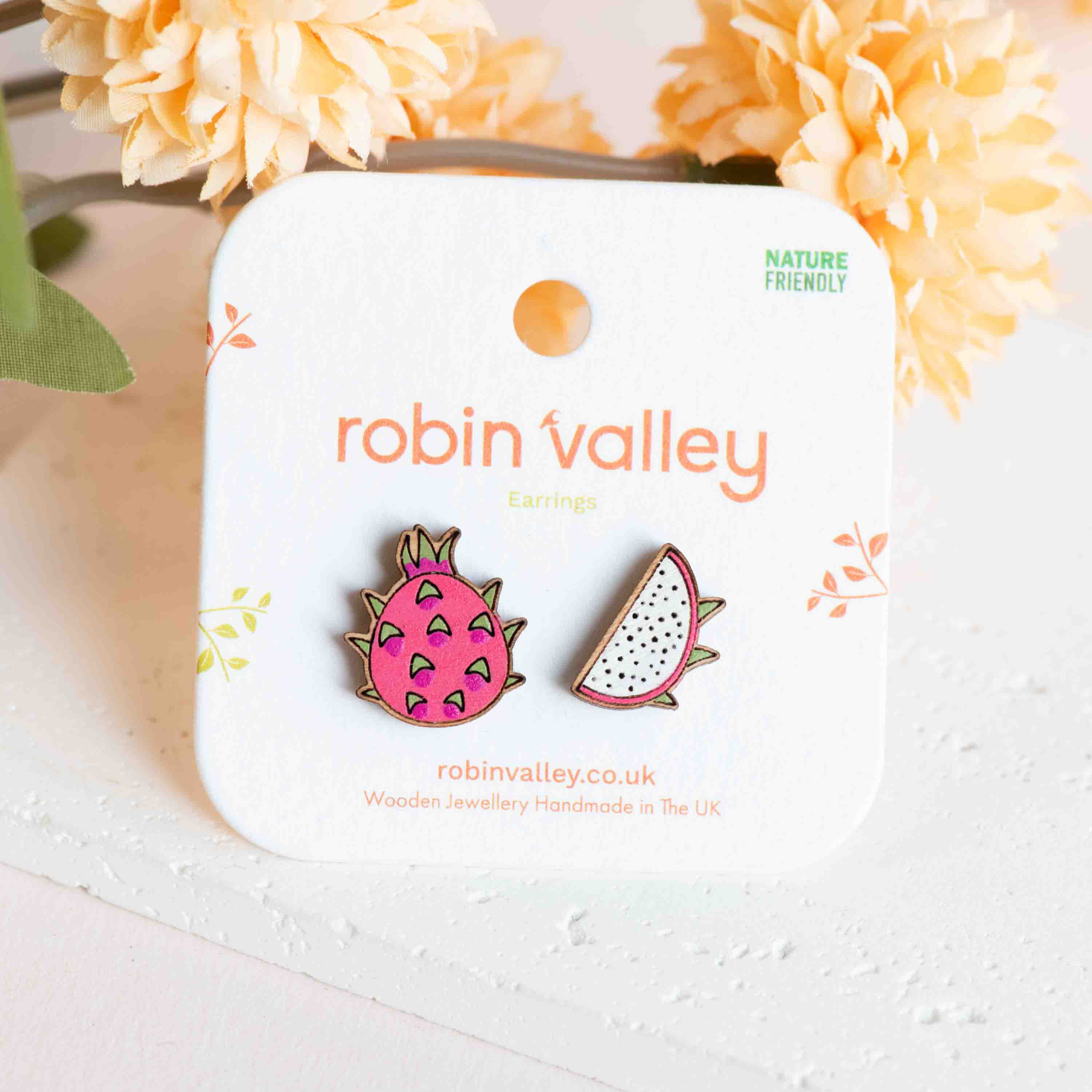 Hand-painted Dragon Fruit Stud Earrings - PEO14221
