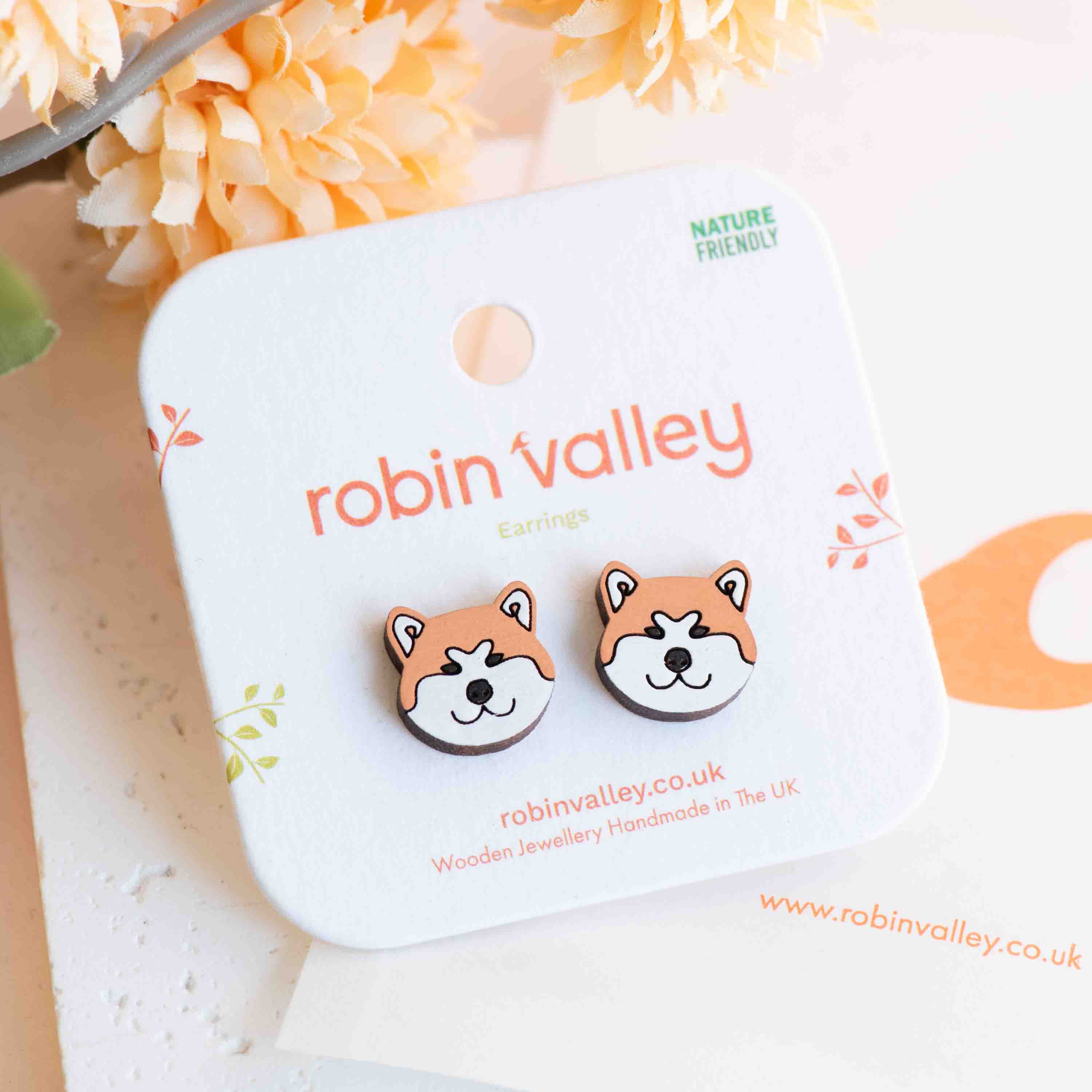 Hand-painted Akita Stud Earrings - PEL10419