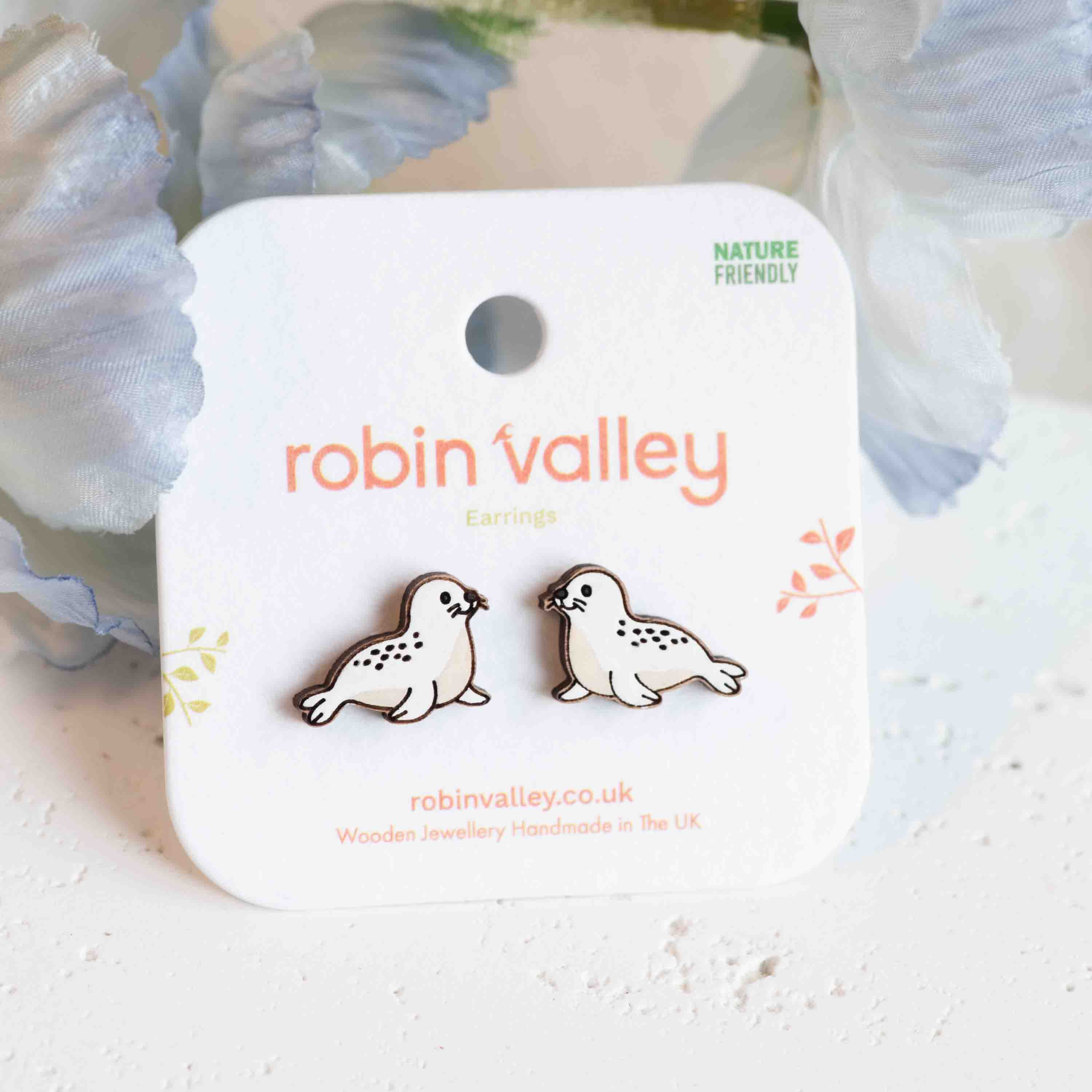 White Seal Stud Earrings