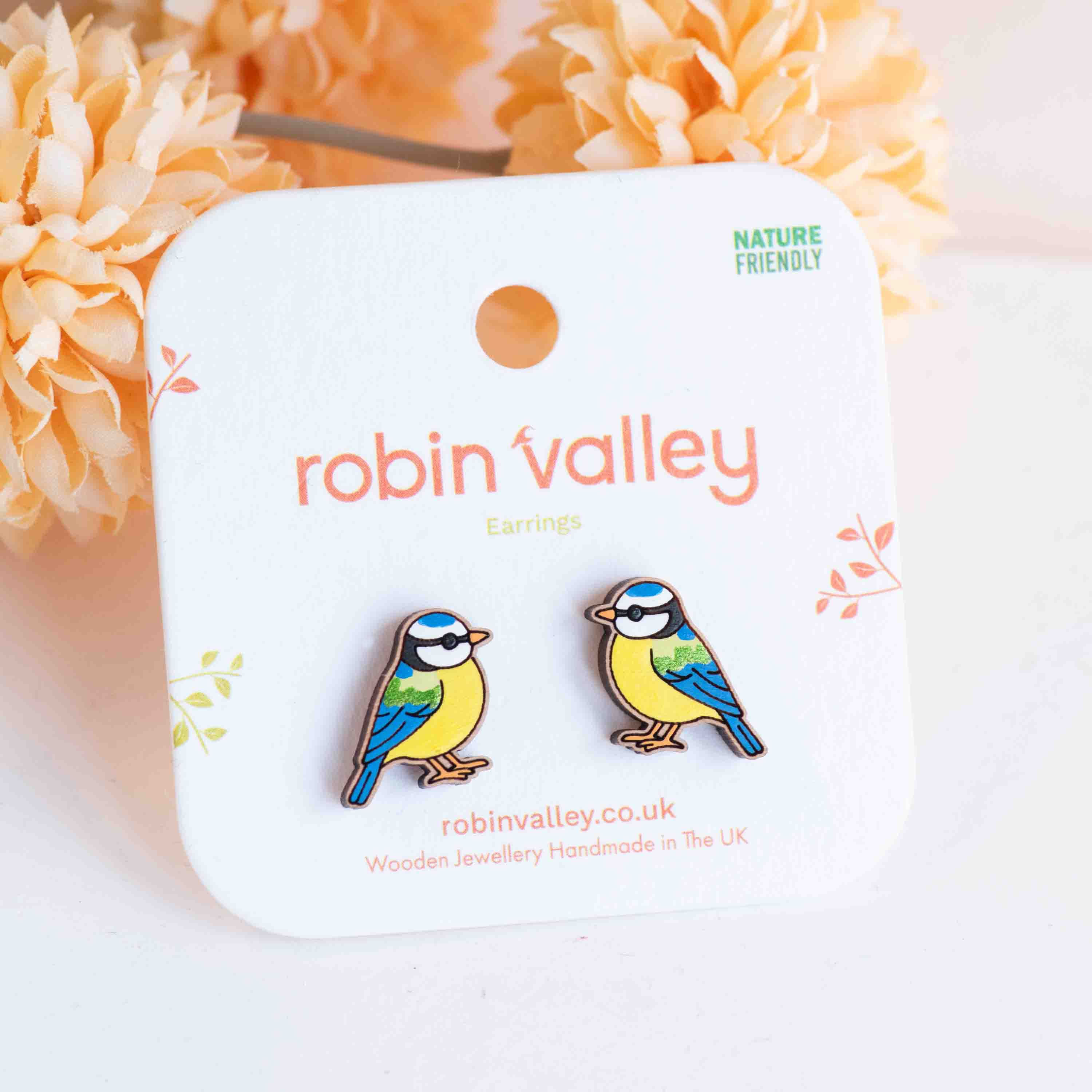 Blue Tit Stud Earrings