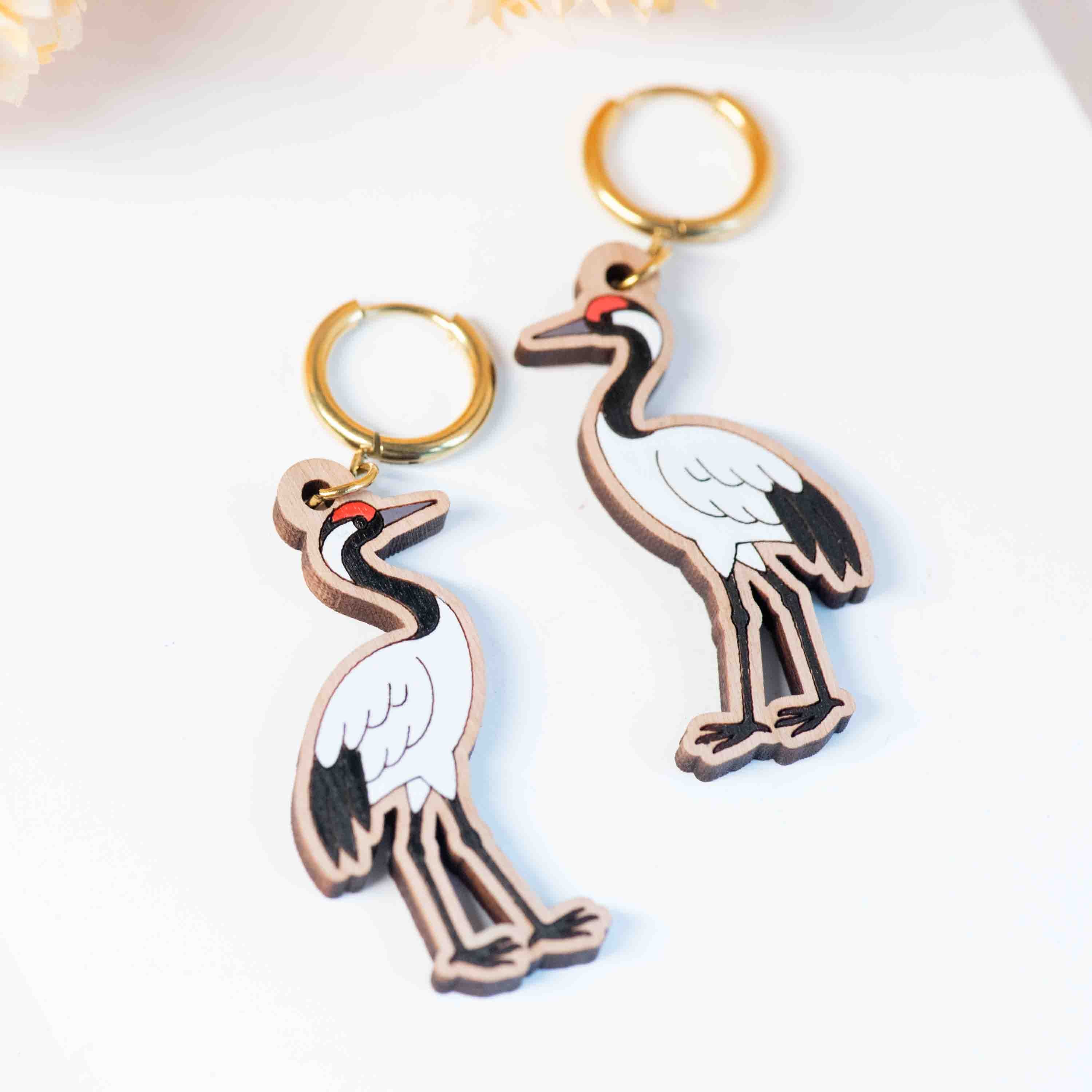 Crane Hoop Earrings