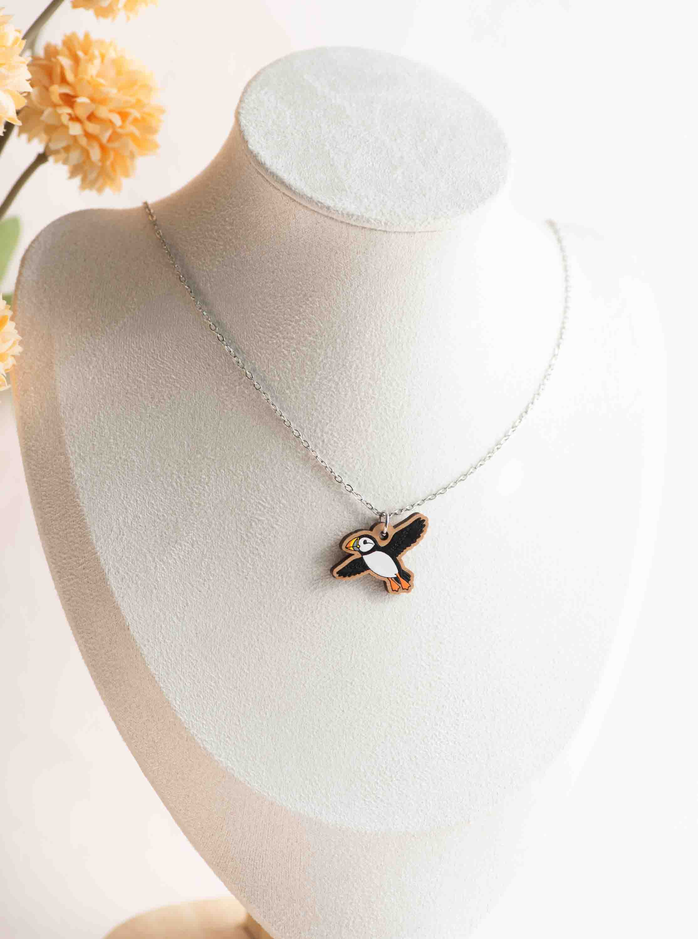 Flying Puffin Necklace