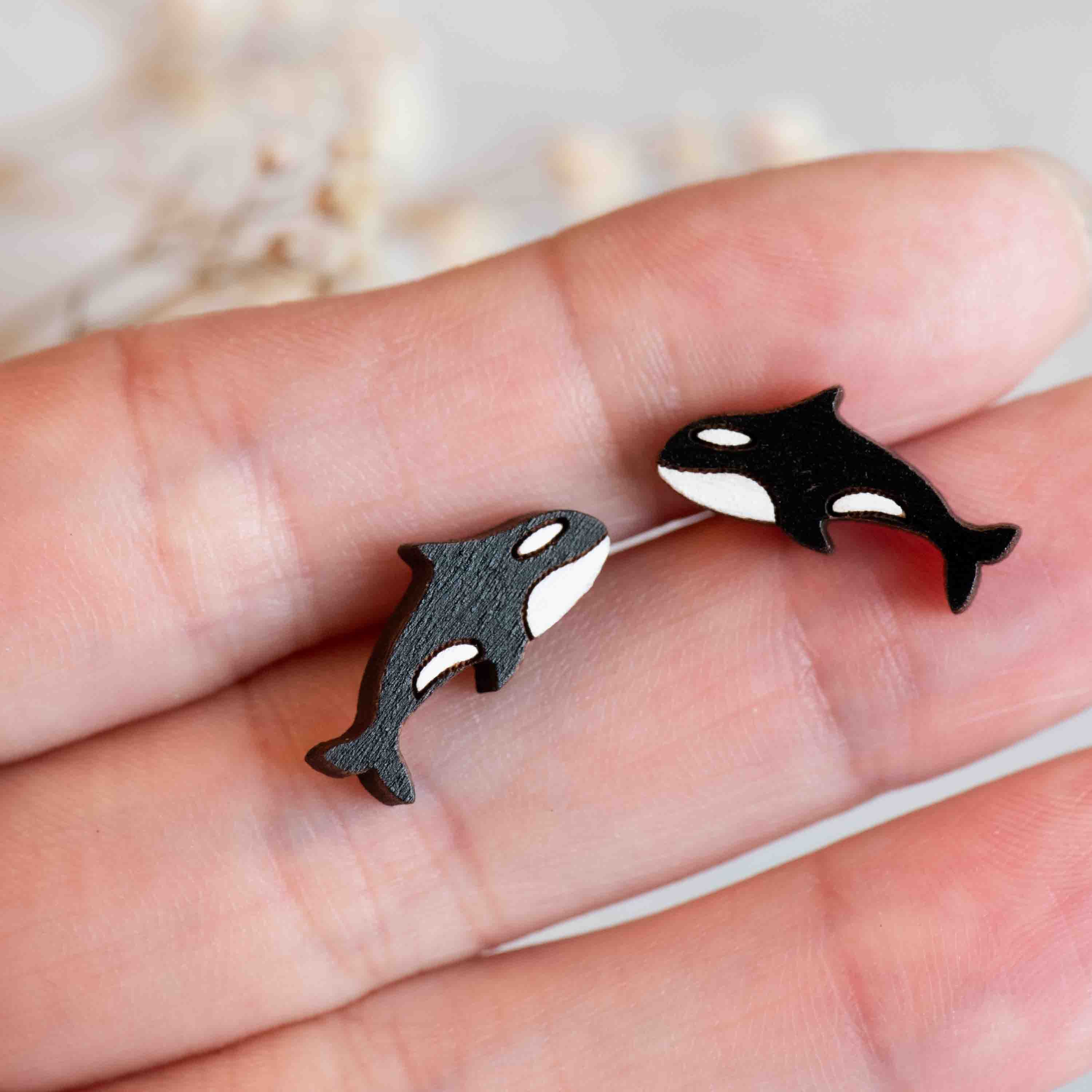 Killer Whale Orca Stud Earrings