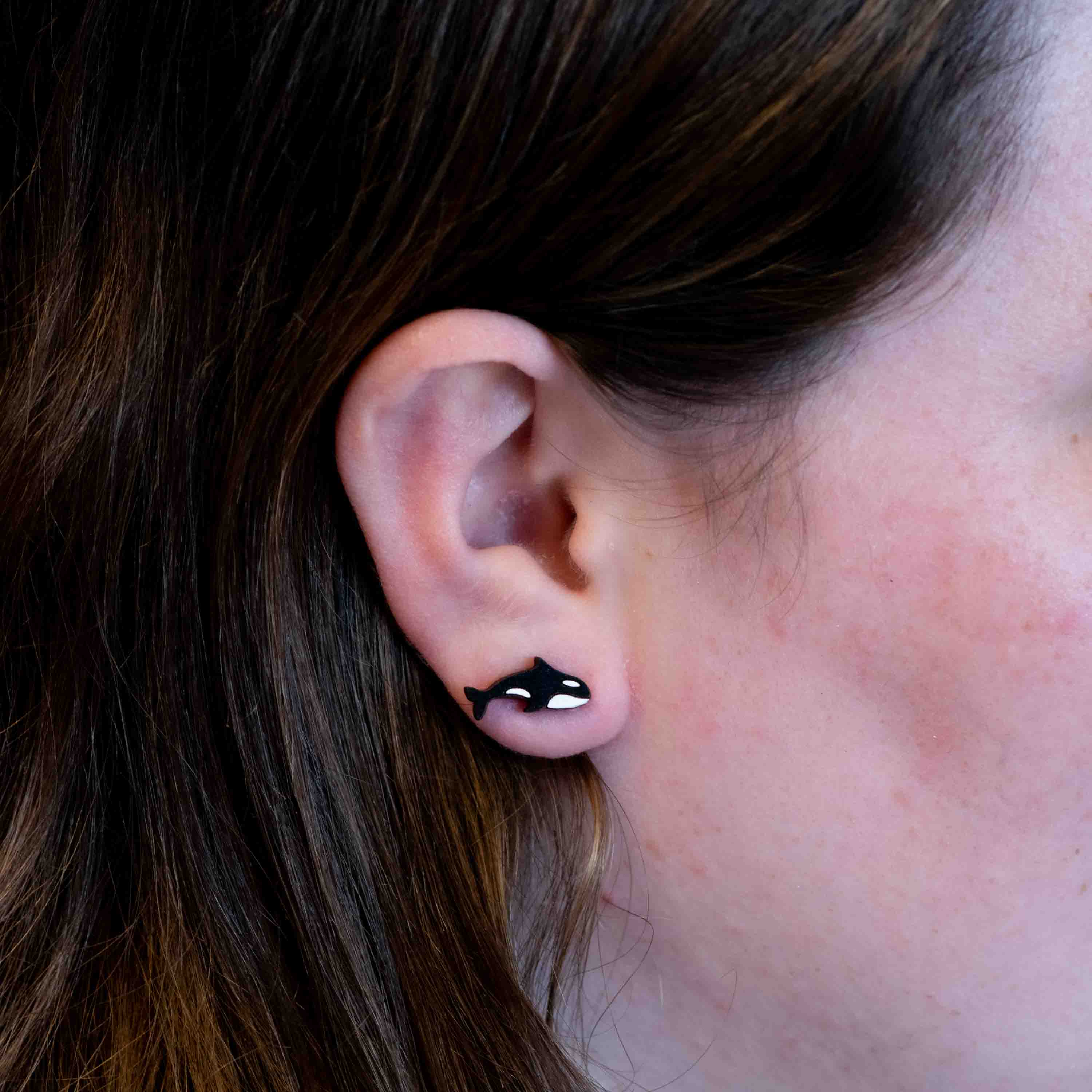 Killer Whale Orca Stud Earrings