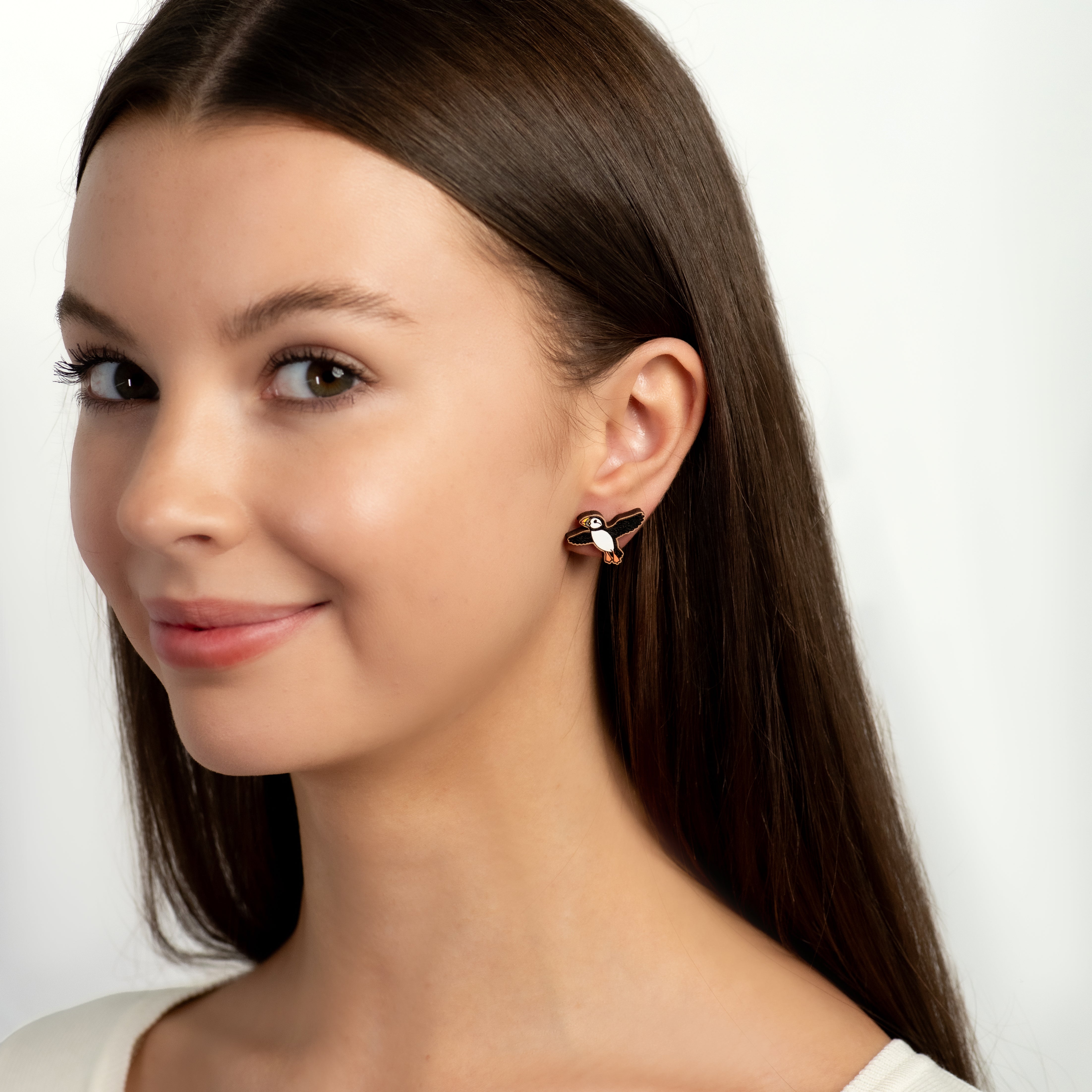 Flying Puffin Earrings