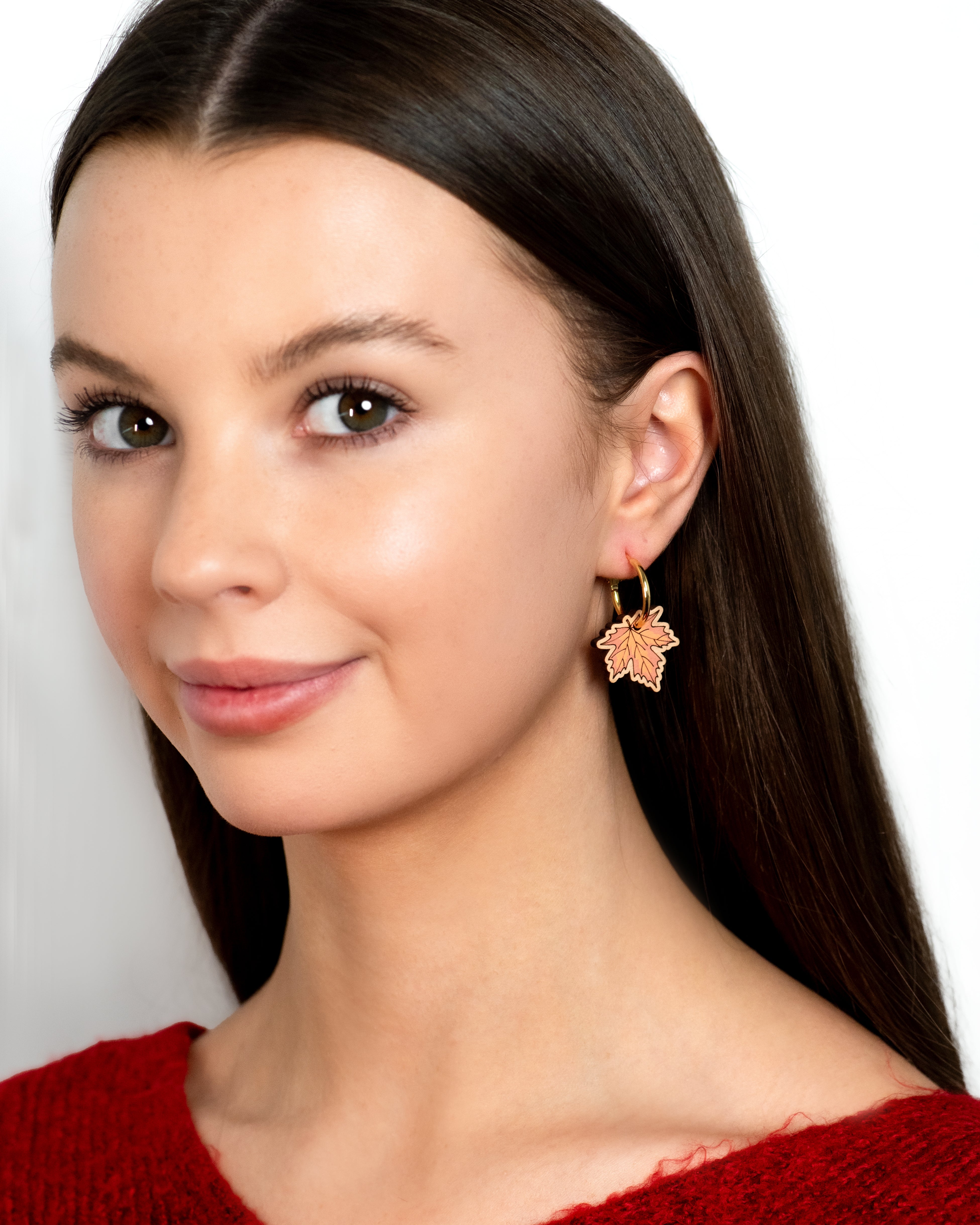 Maple Leaf Hoop Earrings