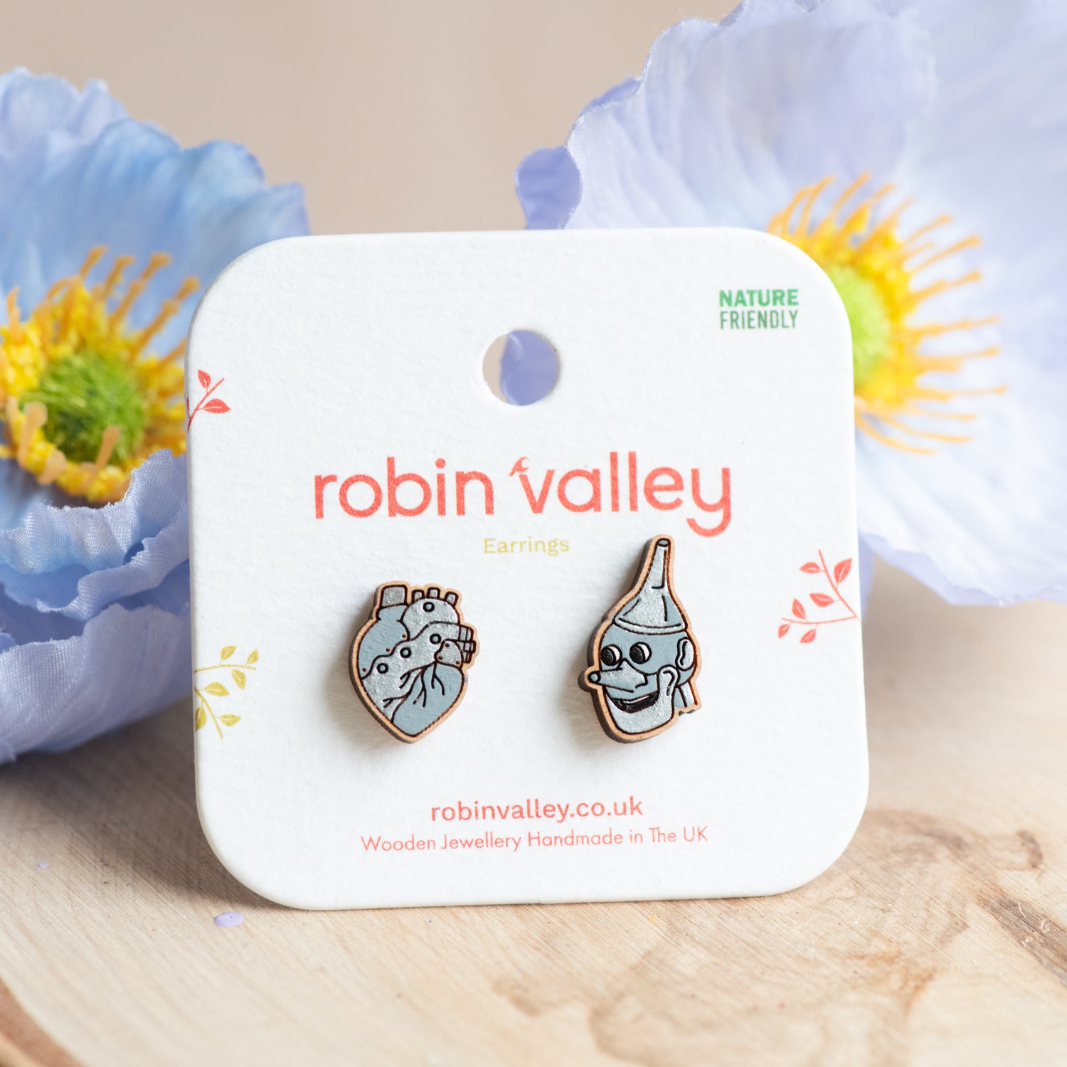 The Tin Man & Heart Earrings