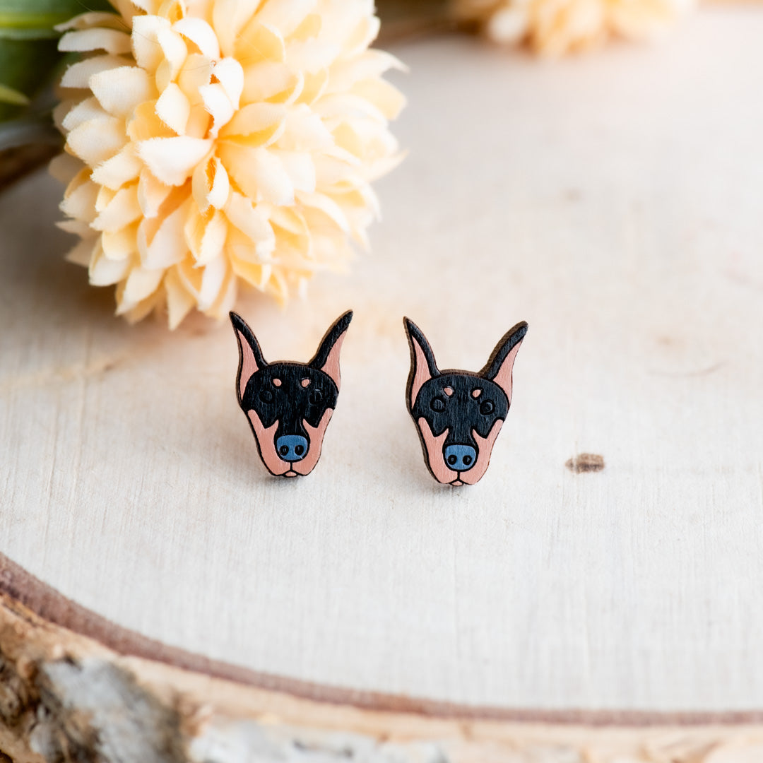 Dobermann Head Stud Earrings