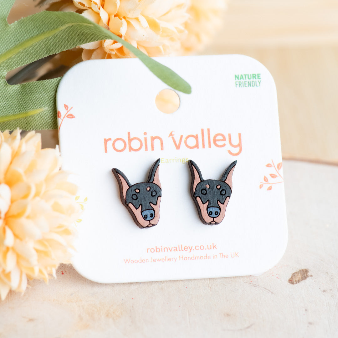 Dobermann Head Stud Earrings